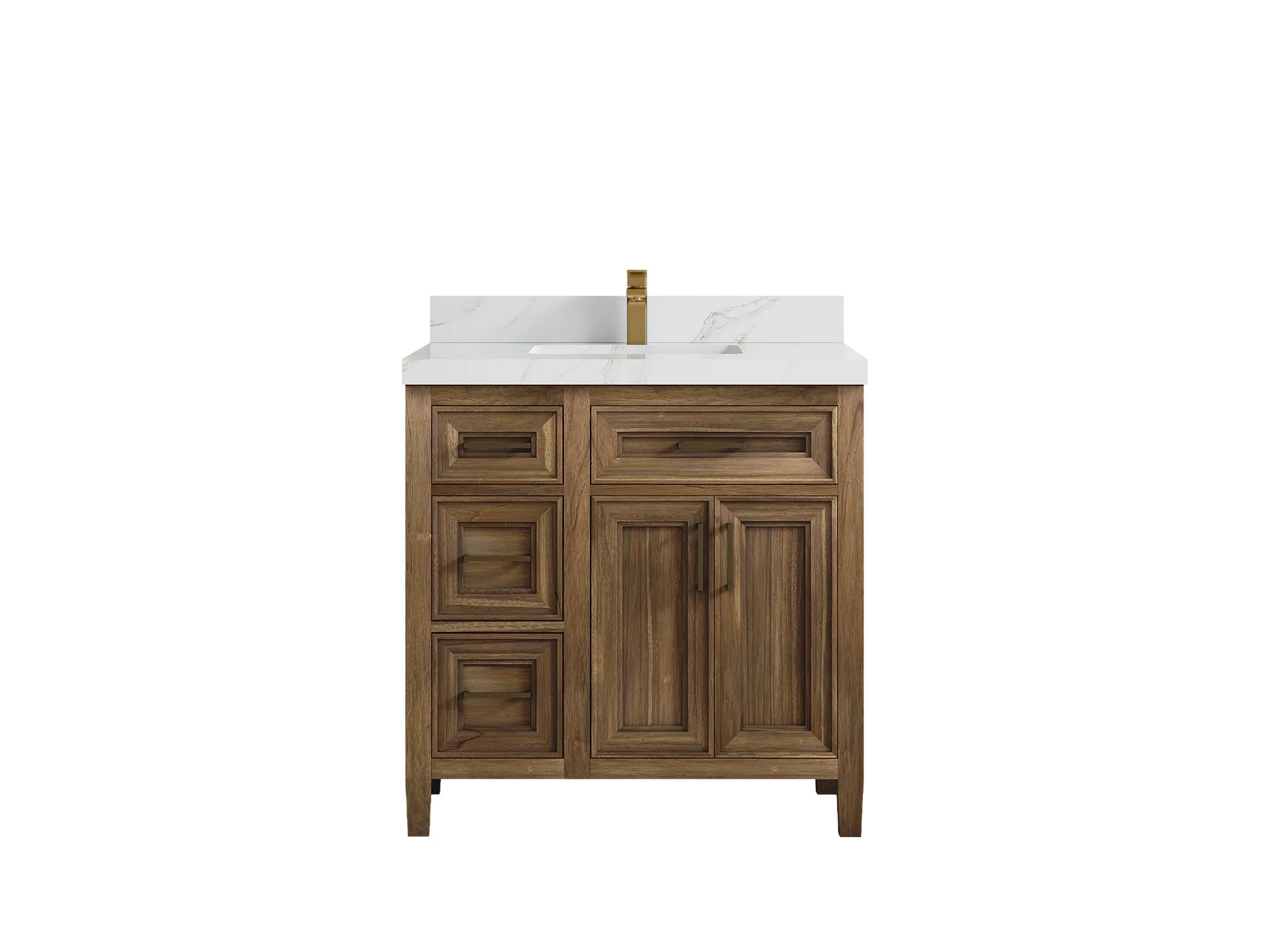 Santa Monica Teak Wood 36 in. W x 22 in. D Center Sink Bathroom Vanity - Image 11