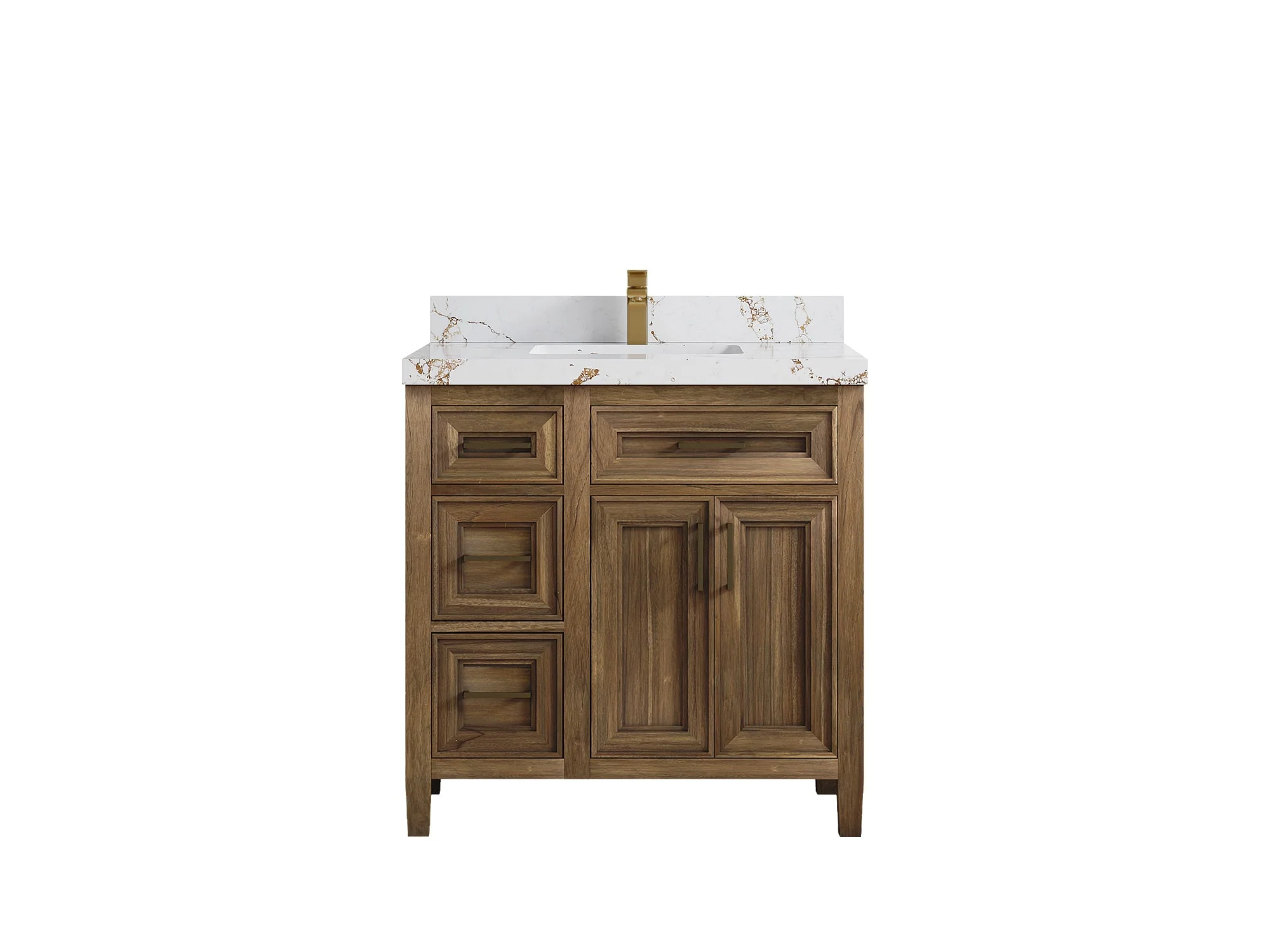 Santa Monica Teak Wood 36 in. W x 22 in. D Center Sink Bathroom Vanity - Image 13