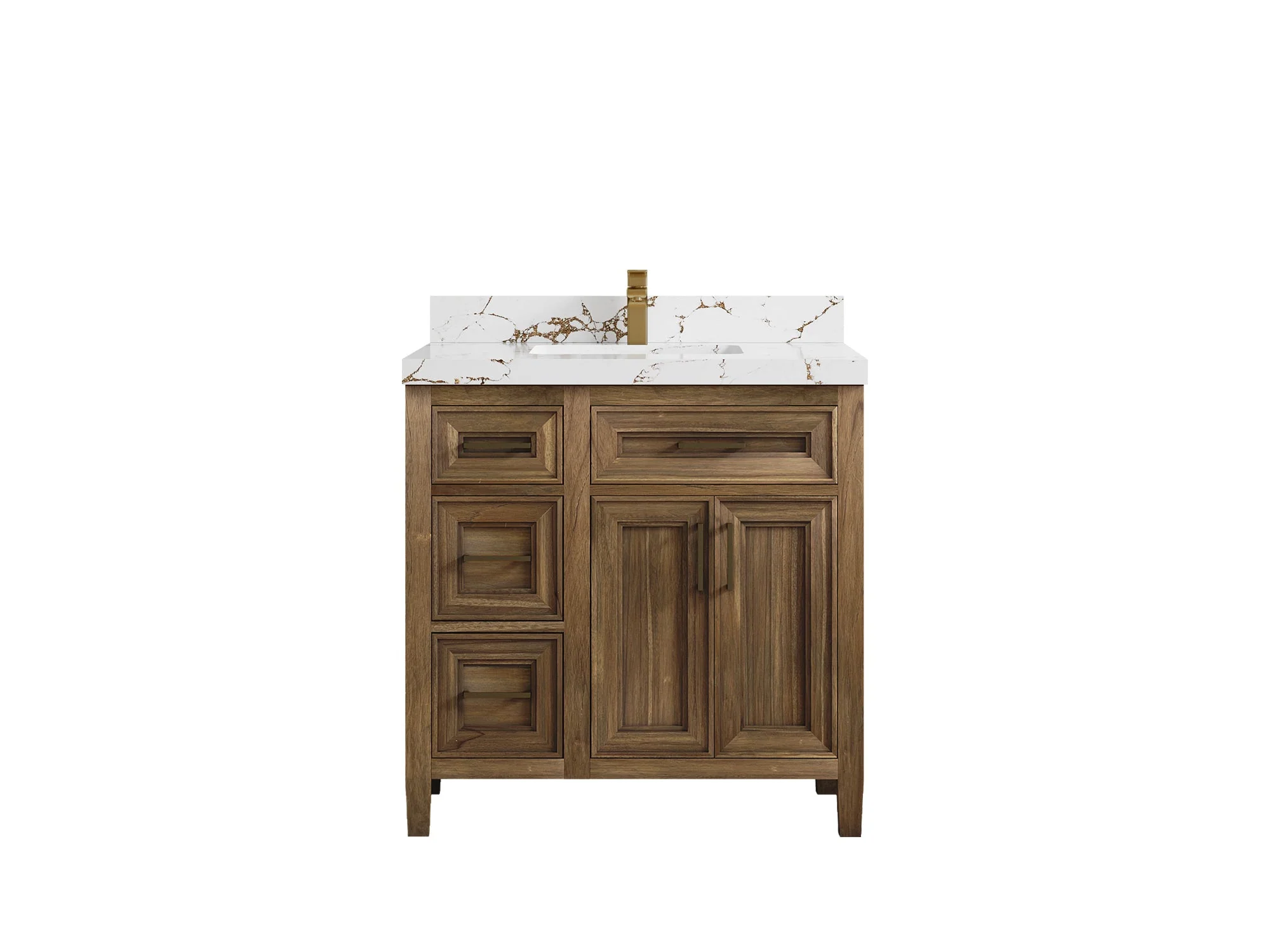 Santa Monica Teak Wood 36 in. W x 22 in. D Center Sink Bathroom Vanity - Image 15