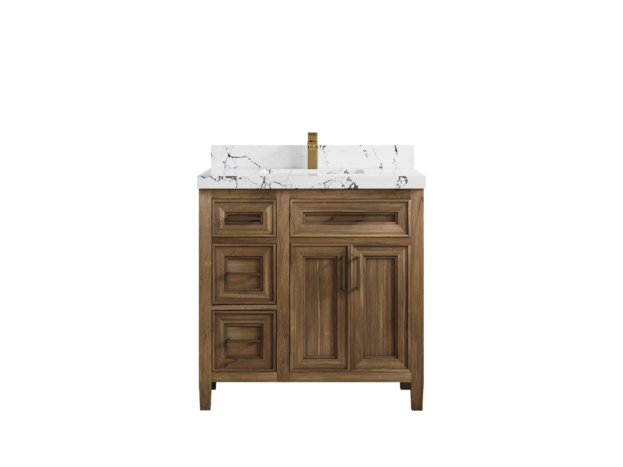 Santa Monica Teak Wood 36 in. W x 22 in. D Center Sink Bathroom Vanity - Image 17