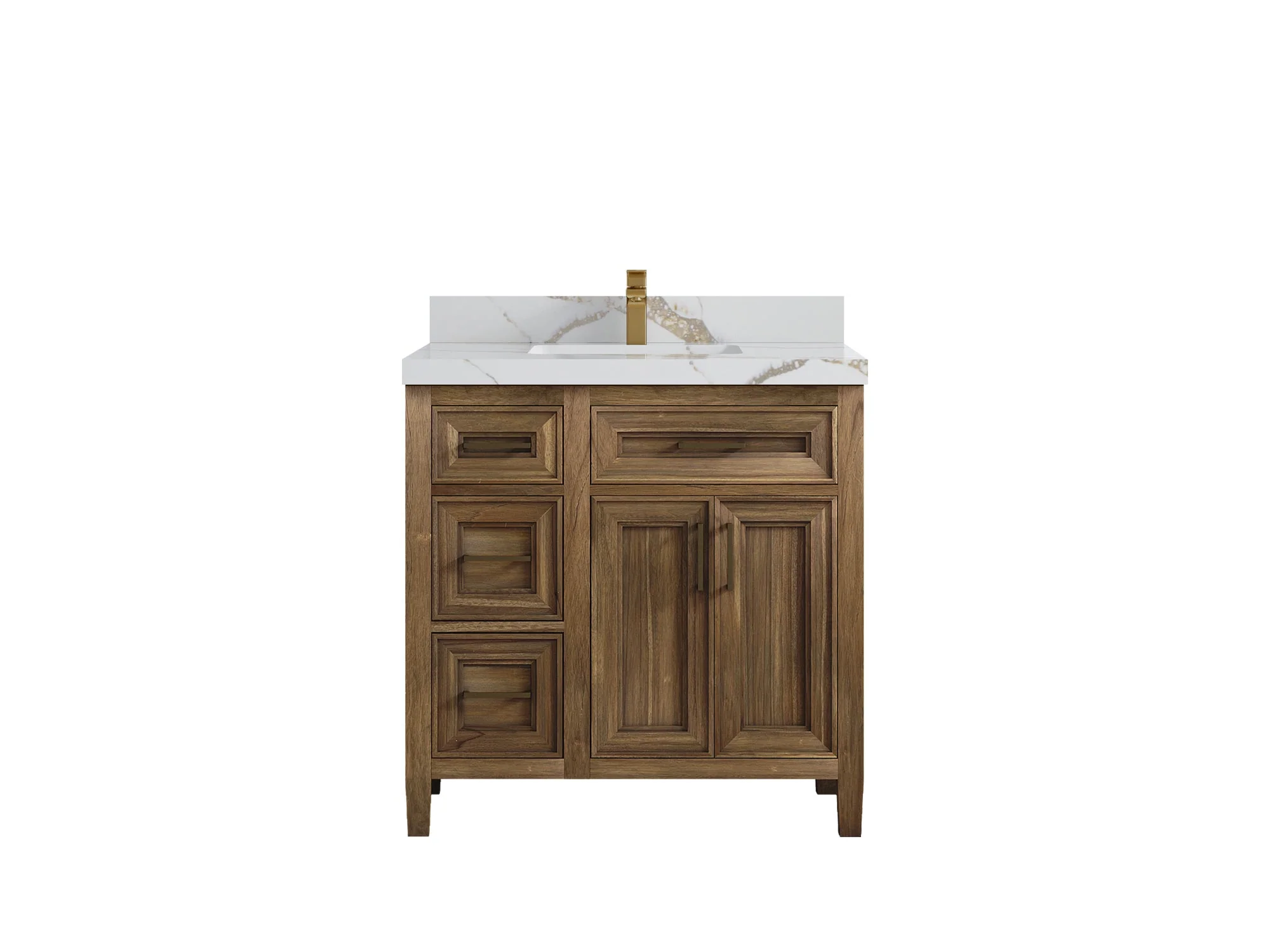 Santa Monica Teak Wood 36 in. W x 22 in. D Center Sink Bathroom Vanity - Image 21