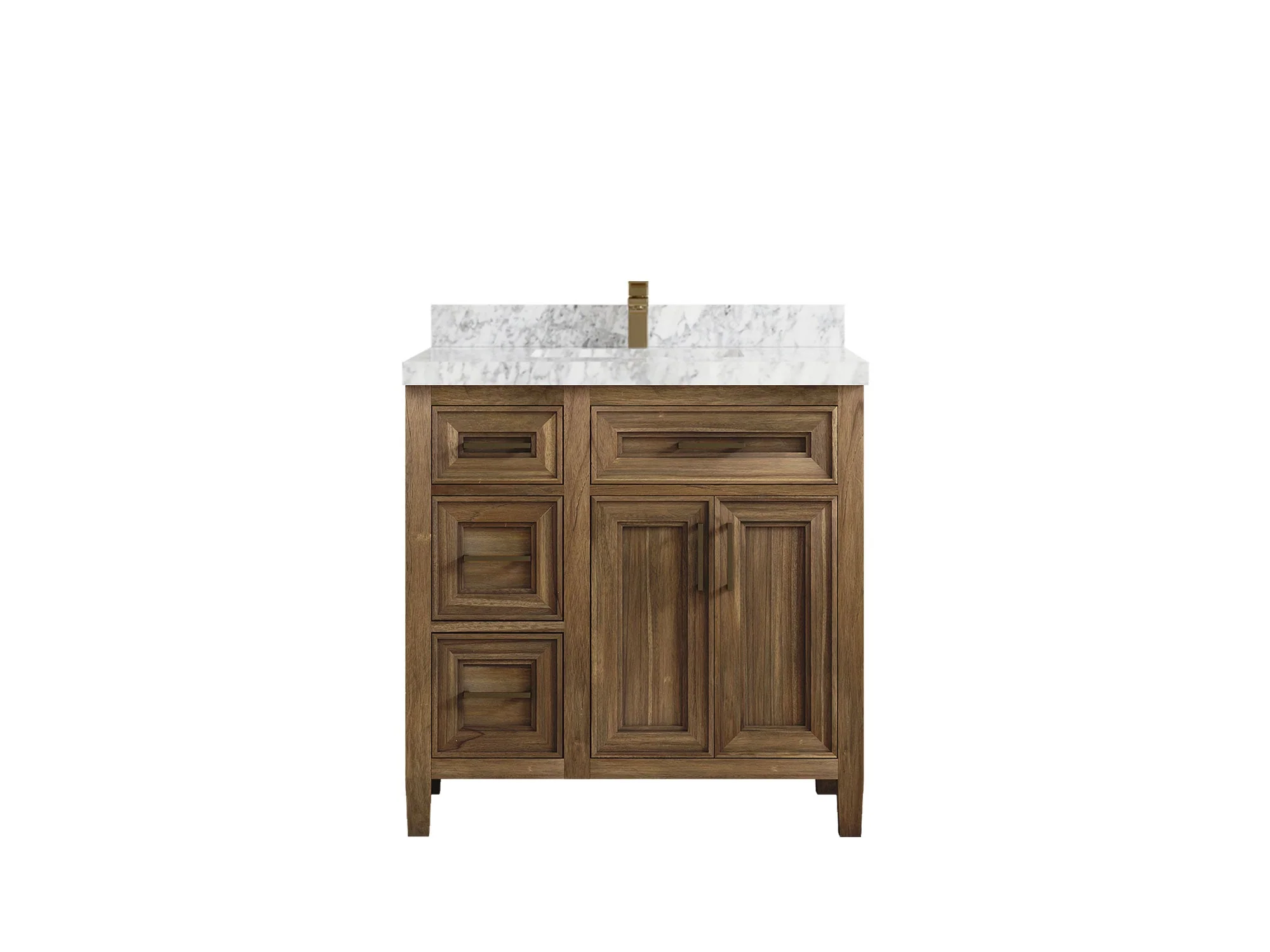Santa Monica Teak Wood 36 in. W x 22 in. D Center Sink Bathroom Vanity - Image 23