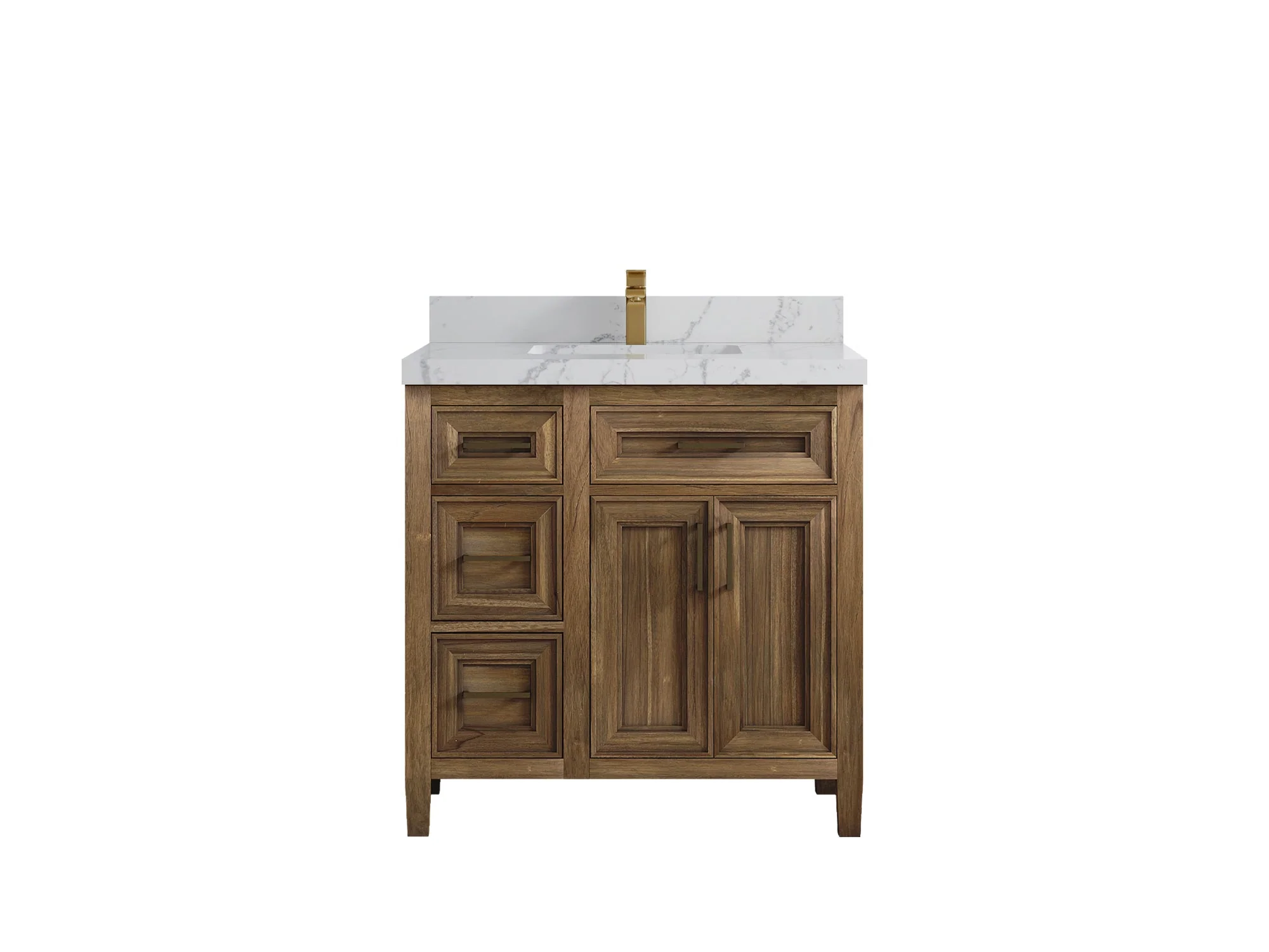 Santa Monica Teak Wood 36 in. W x 22 in. D Center Sink Bathroom Vanity - Image 25
