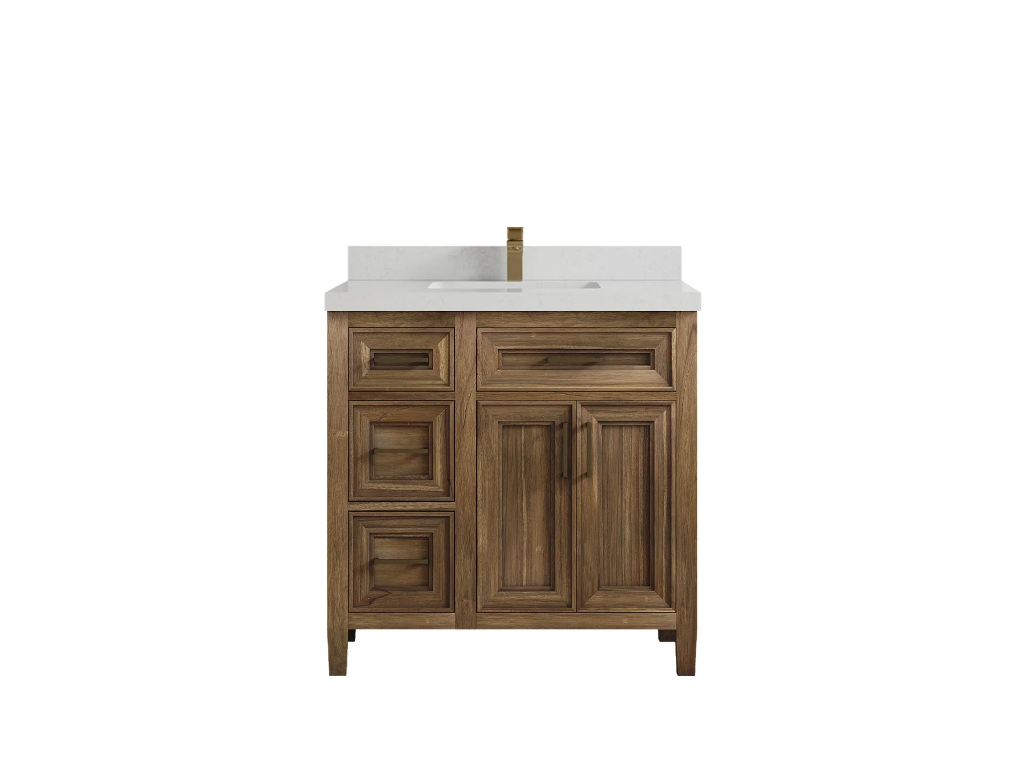 Santa Monica Teak Wood 36 in. W x 22 in. D Center Sink Bathroom Vanity - Image 27