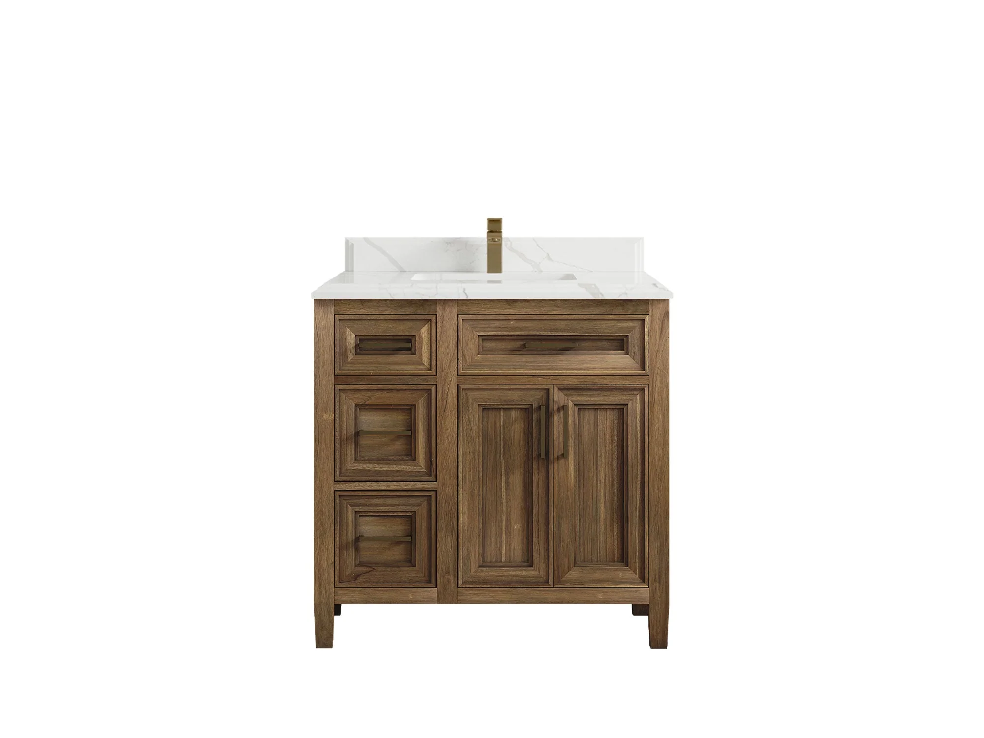 Santa Monica Teak Wood 36 in. W x 22 in. D Center Sink Bathroom Vanity - Image 29