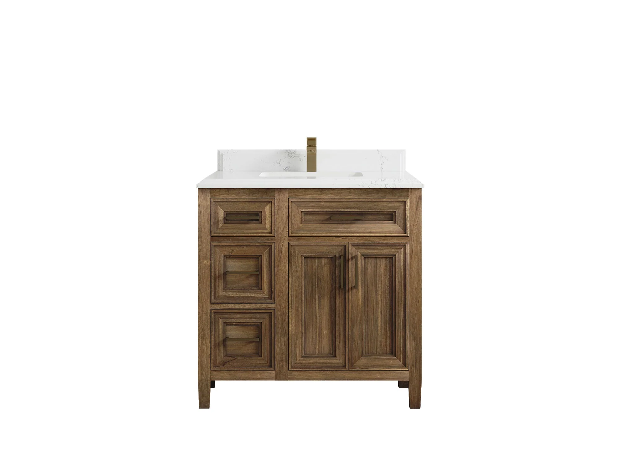 Santa Monica Teak Wood 36 in. W x 22 in. D Center Sink Bathroom Vanity - Image 31