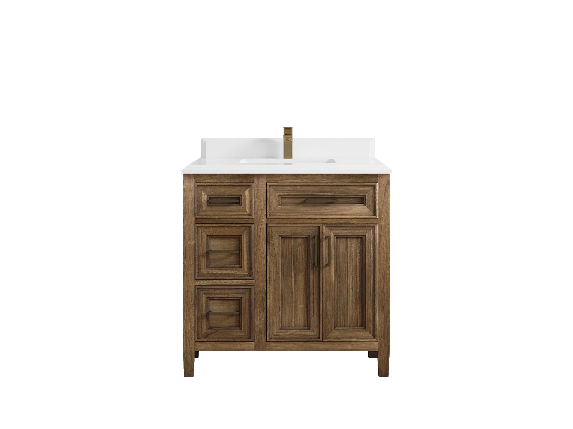 Santa Monica Teak Wood 36 in. W x 22 in. D Center Sink Bathroom Vanity - Image 33