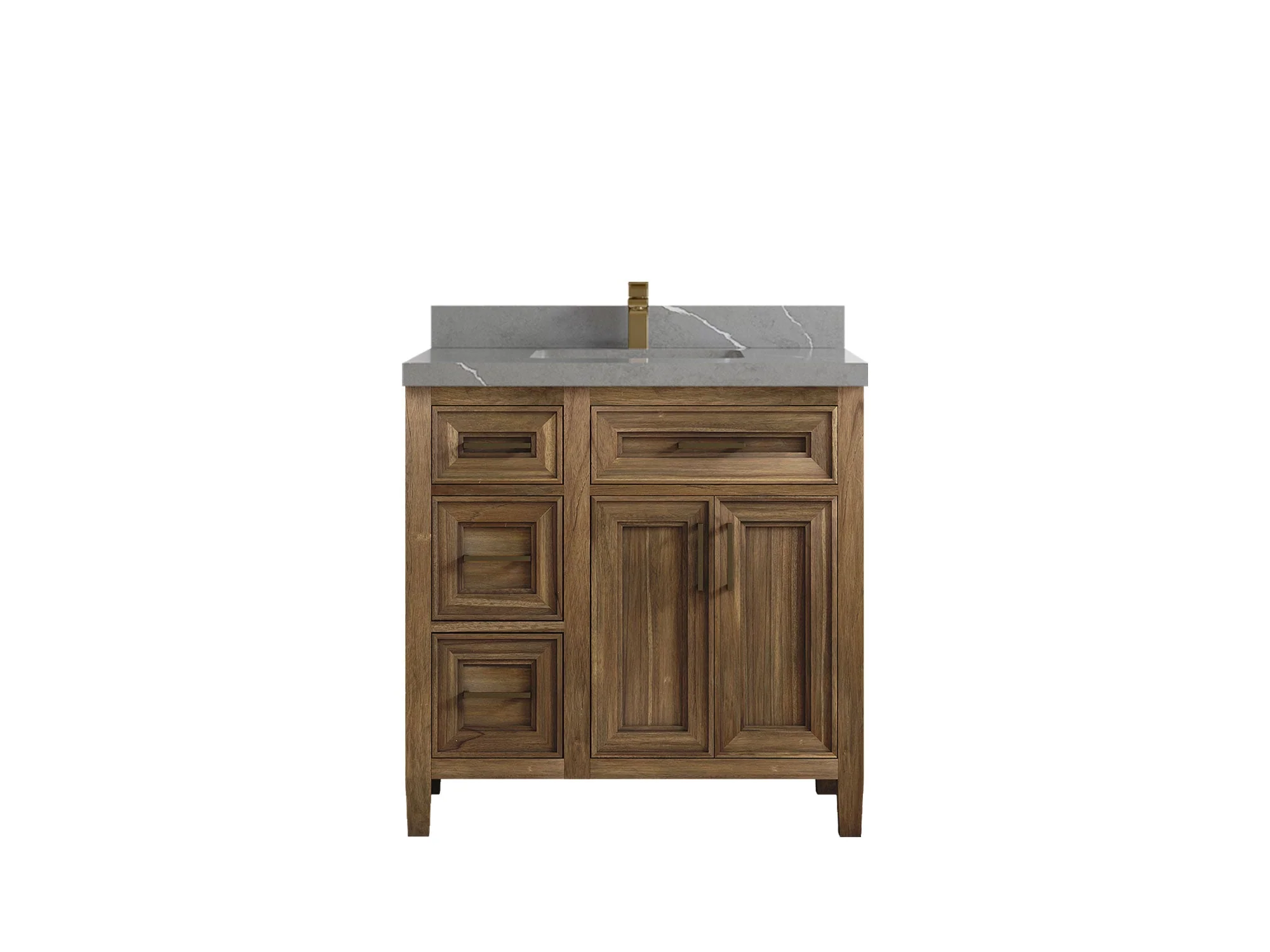 Santa Monica Teak Wood 36 in. W x 22 in. D Center Sink Bathroom Vanity - Image 39