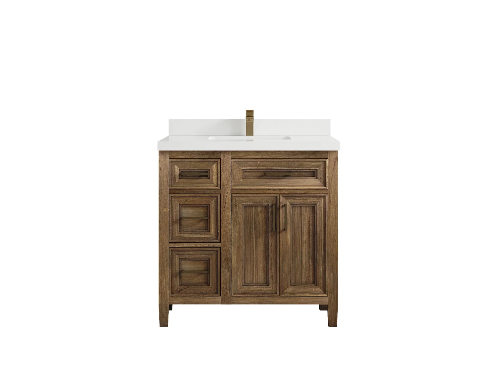 Santa Monica Teak Wood 36 in. W x 22 in. D Center Sink Bathroom Vanity - Image 41