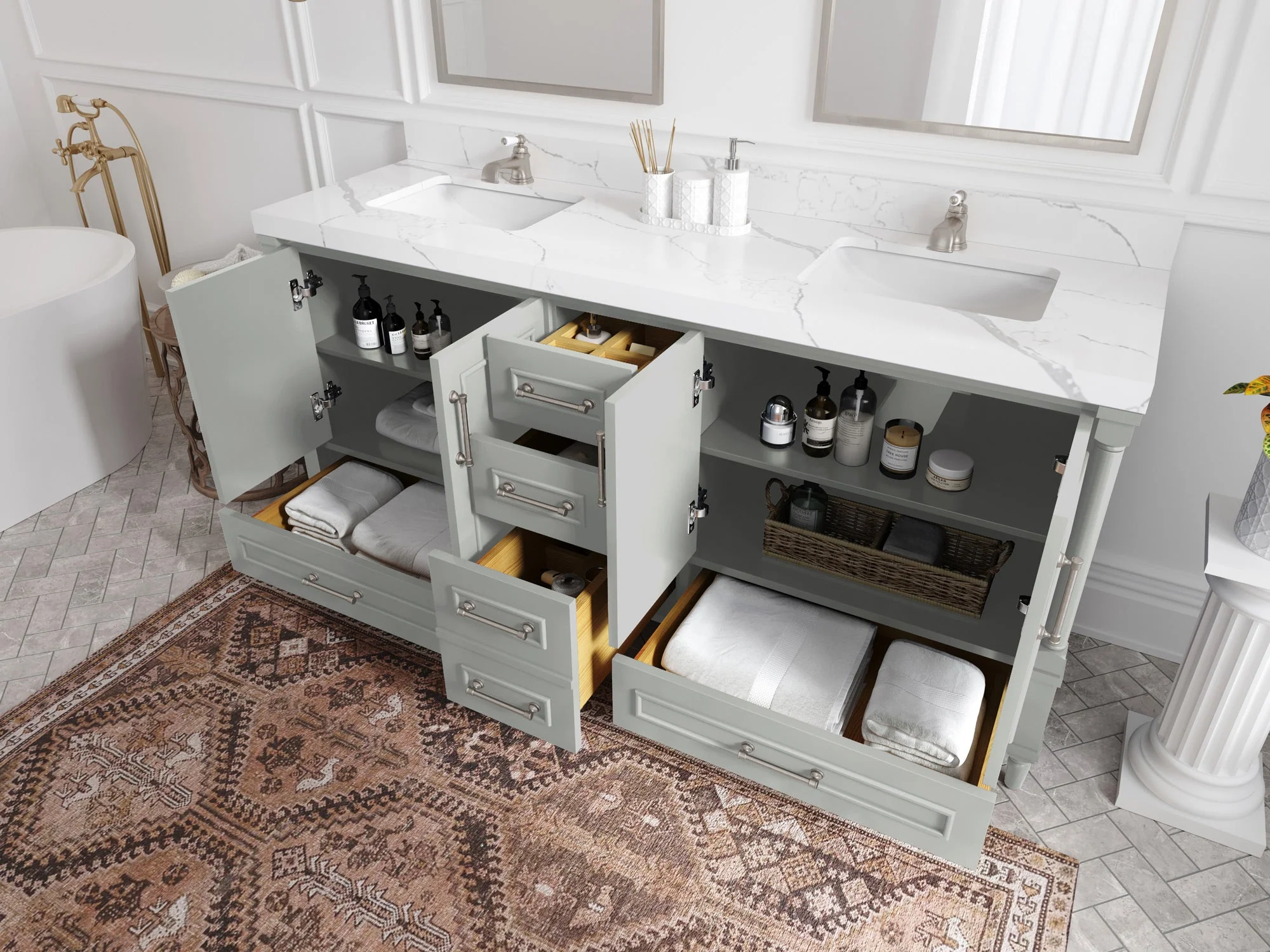 Aberdeen 72 in. W x 22 in. D Double Sink Bathroom Vanity - Image 3