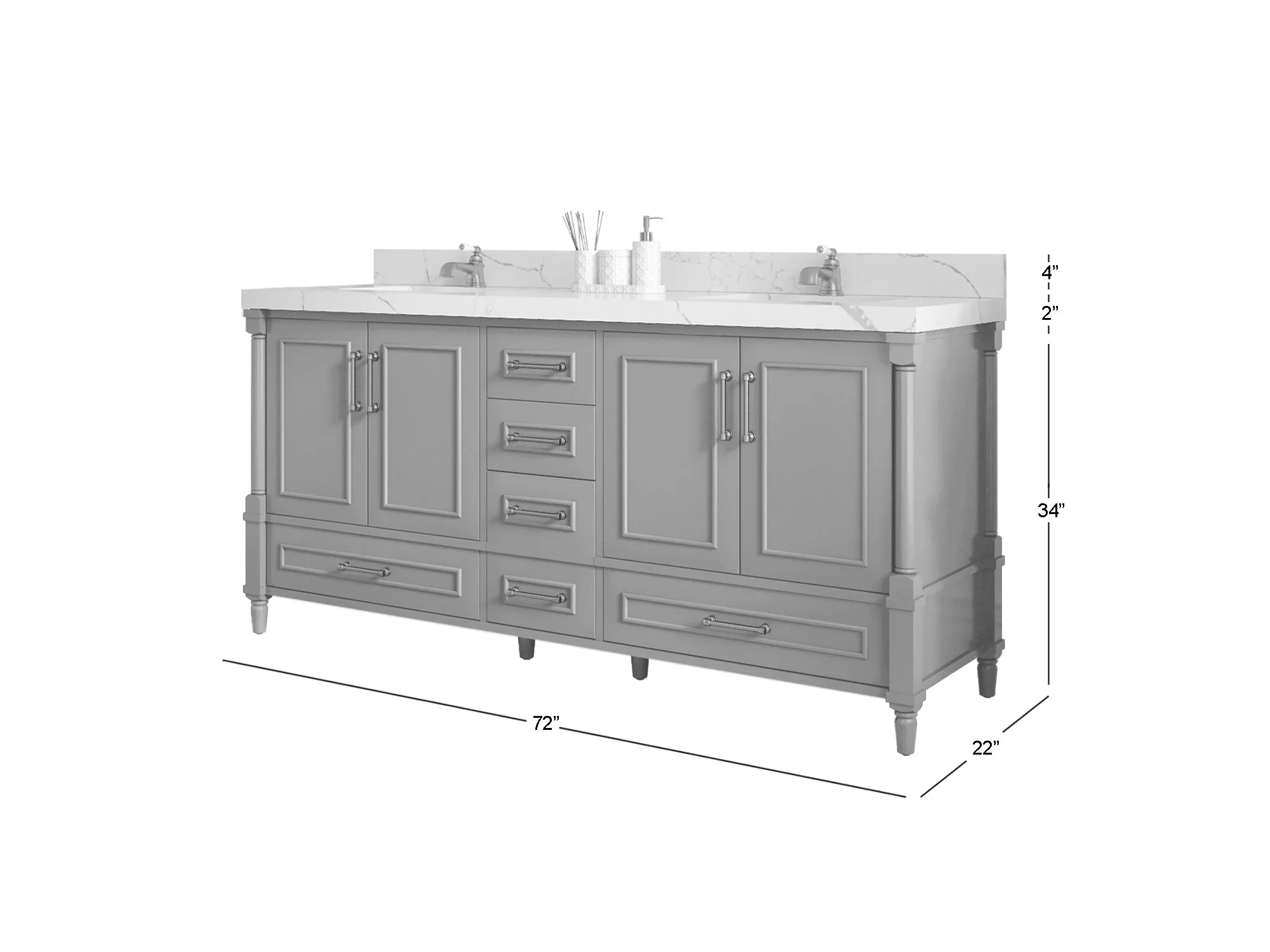 Aberdeen 72 in. W x 22 in. D Double Sink Bathroom Vanity - Image 5