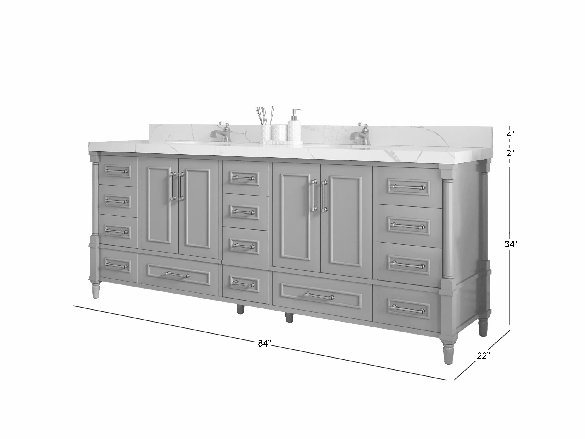 Aberdeen 84 in. W x 22 in. D Double Sink Bathroom Vanity - Image 5