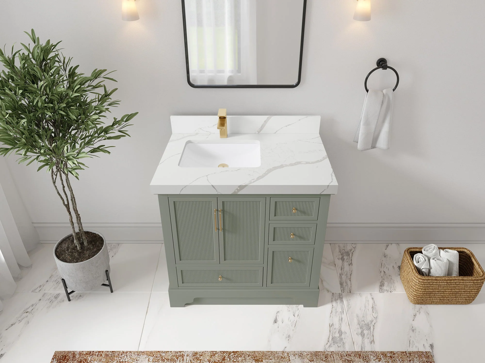 Alys 36 in. W x 22 in. D Left Offset Sink Bathroom Vanity - Image 11