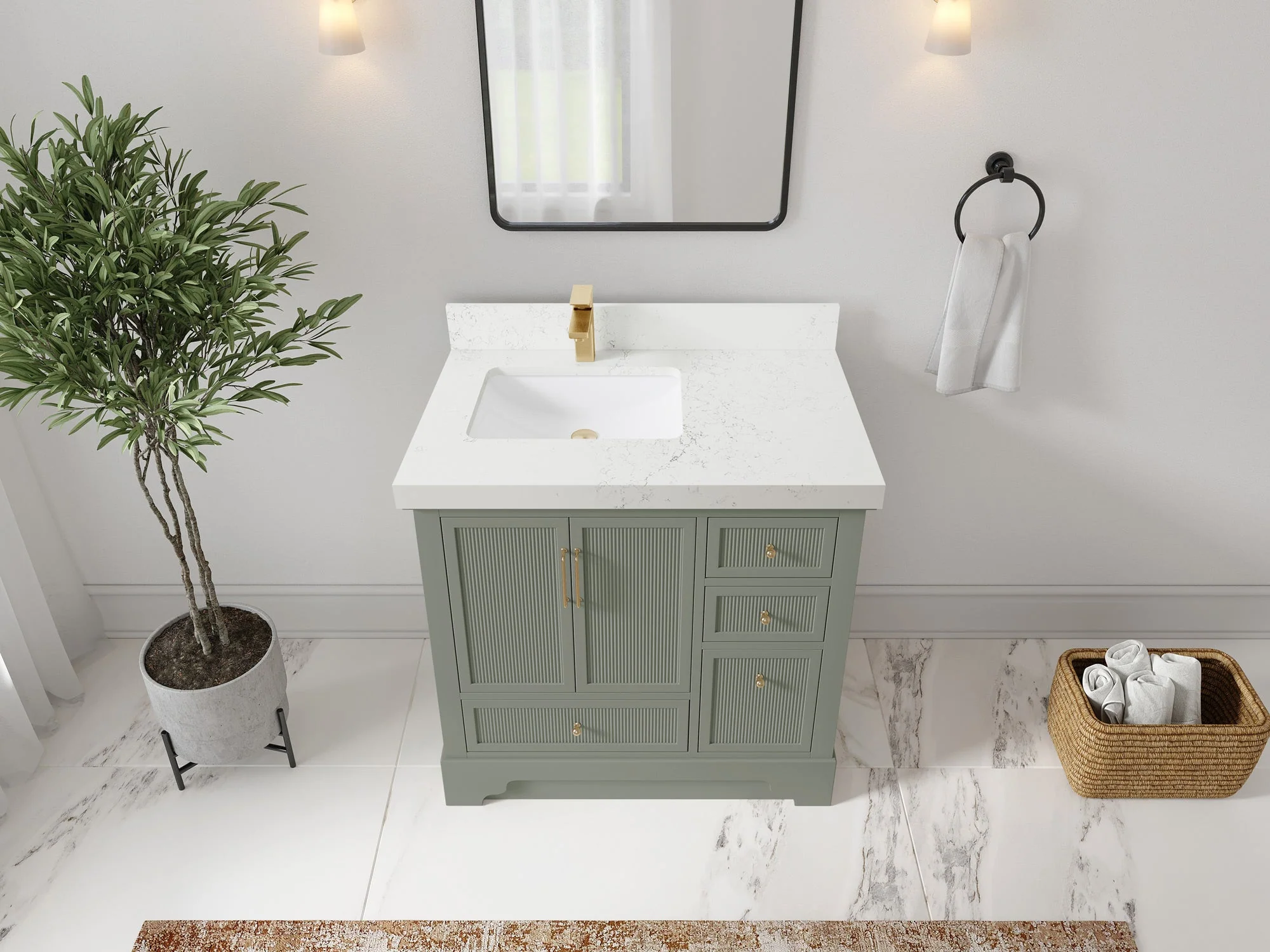 Alys 36 in. W x 22 in. D Left Offset Sink Bathroom Vanity - Image 27