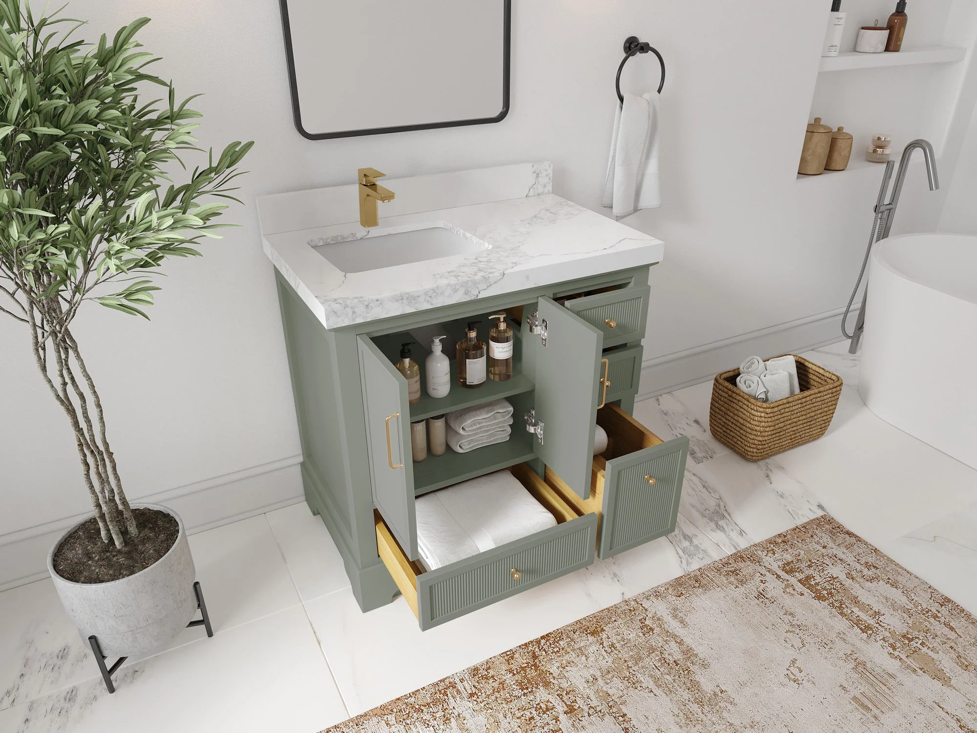 Alys 36 in. W x 22 in. D Left Offset Sink Bathroom Vanity - Image 3