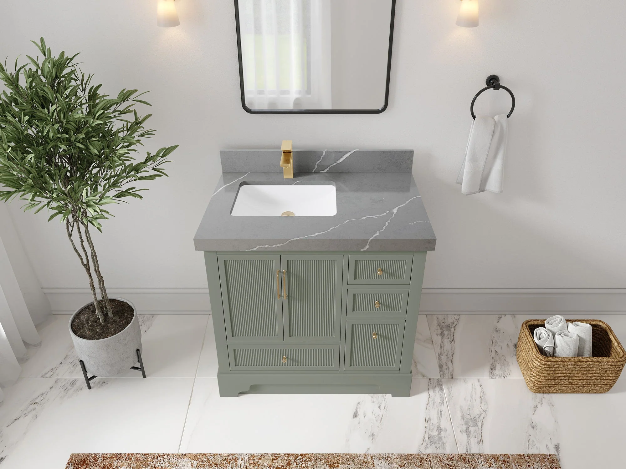 Alys 36 in. W x 22 in. D Left Offset Sink Bathroom Vanity - Image 31