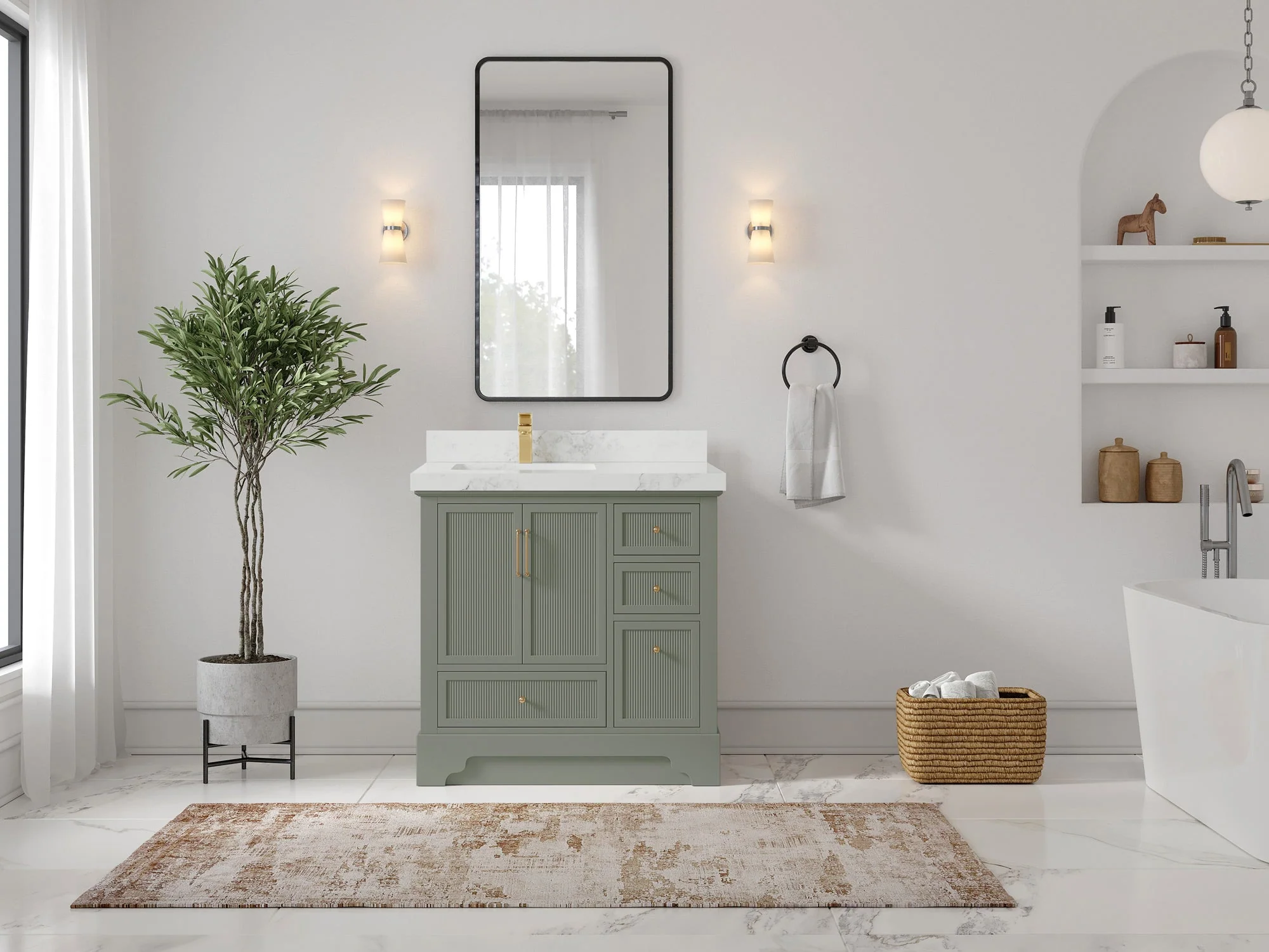Alys 36 in. W x 22 in. D Left Offset Sink Bathroom Vanity - Image 4