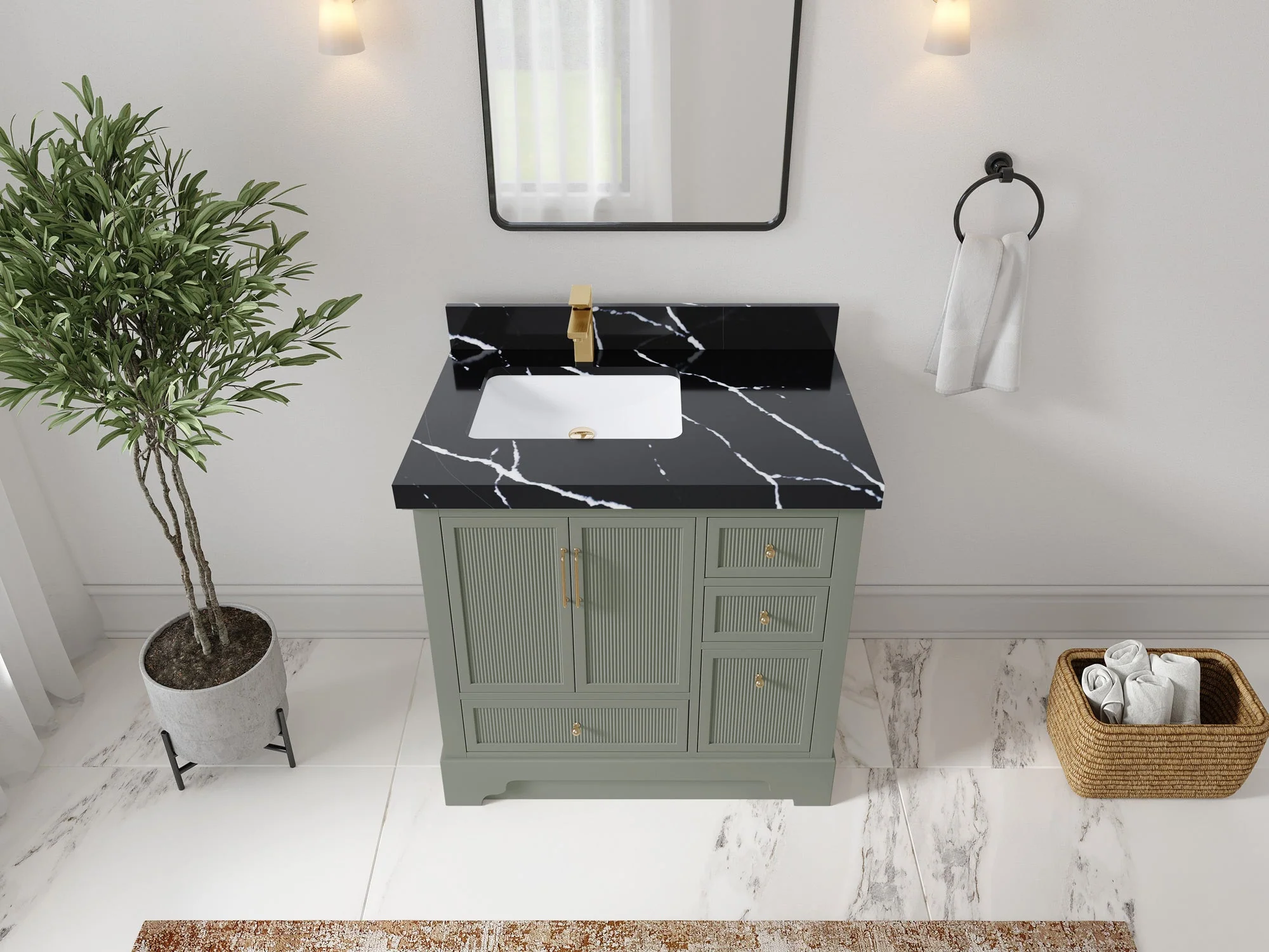 Alys 36 in. W x 22 in. D Left Offset Sink Bathroom Vanity - Image 7