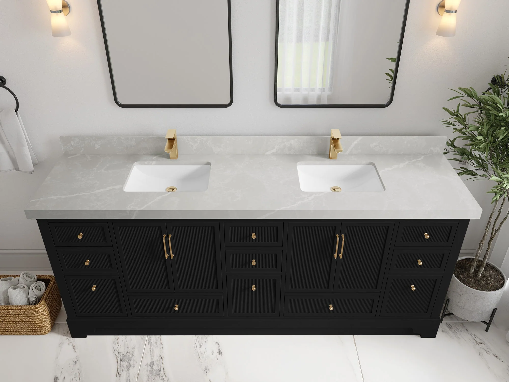 Alys 84 in. W x 22 in. D Double Sink Bathroom Vanity - Image 29