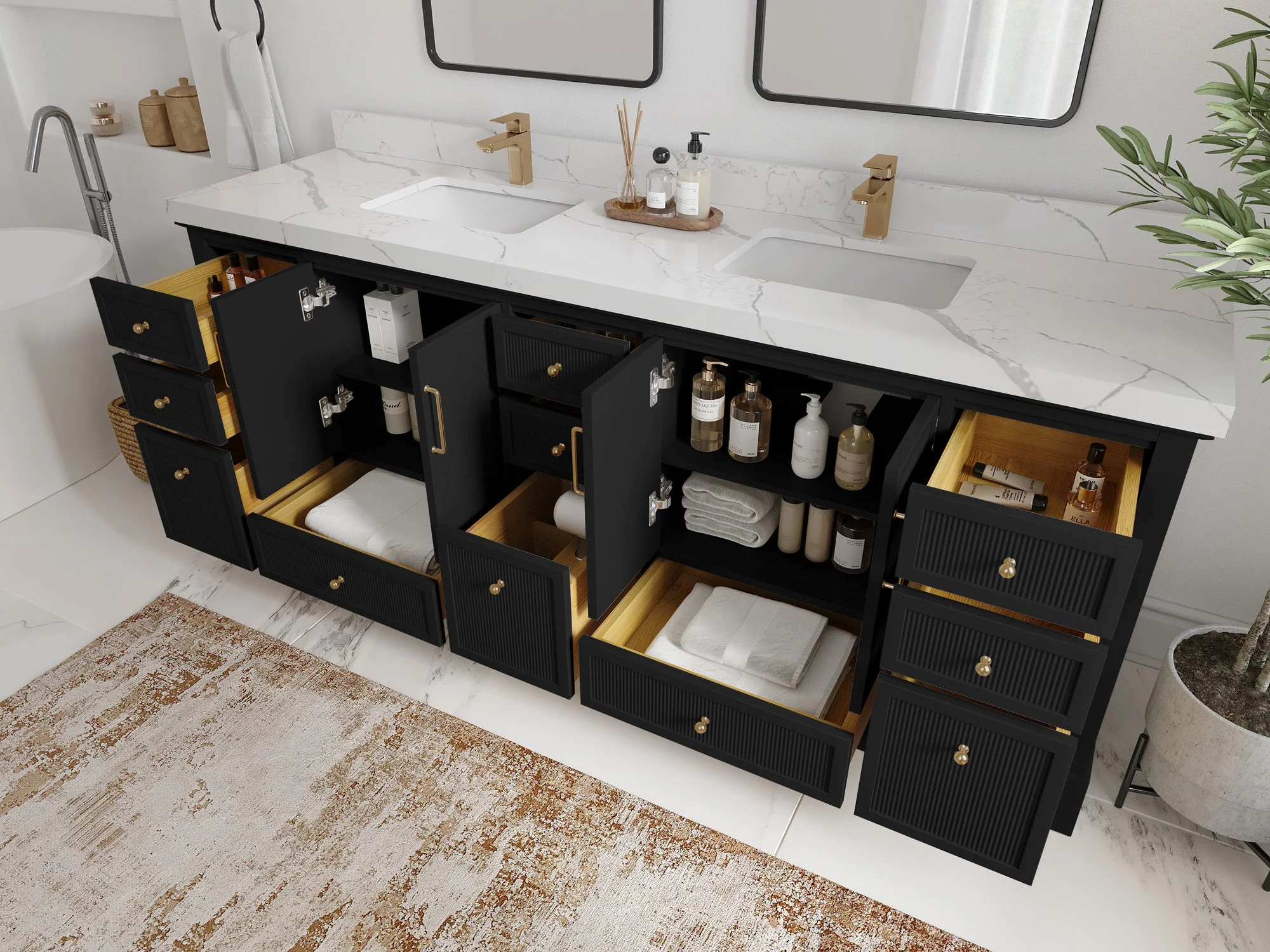 Alys 84 in. W x 22 in. D Double Sink Bathroom Vanity - Image 3