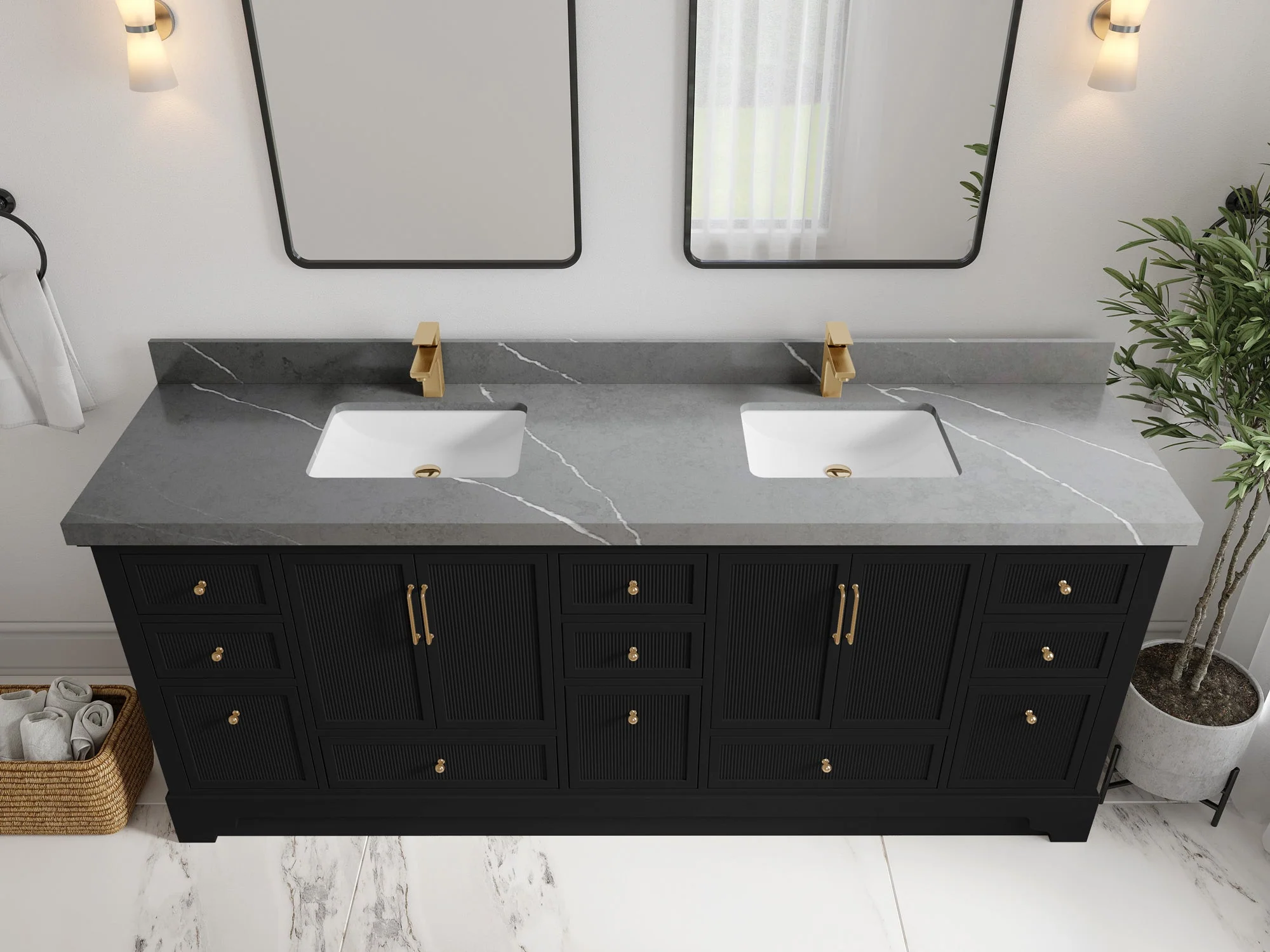 Alys 84 in. W x 22 in. D Double Sink Bathroom Vanity - Image 31