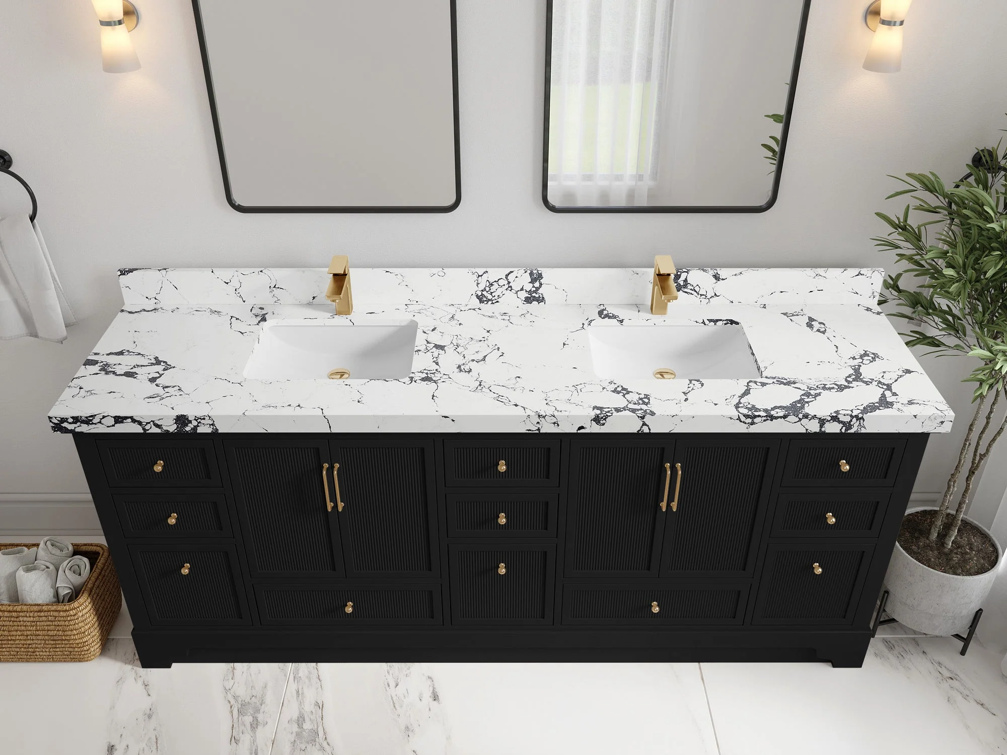 Alys 84 in. W x 22 in. D Double Sink Bathroom Vanity - Image 37