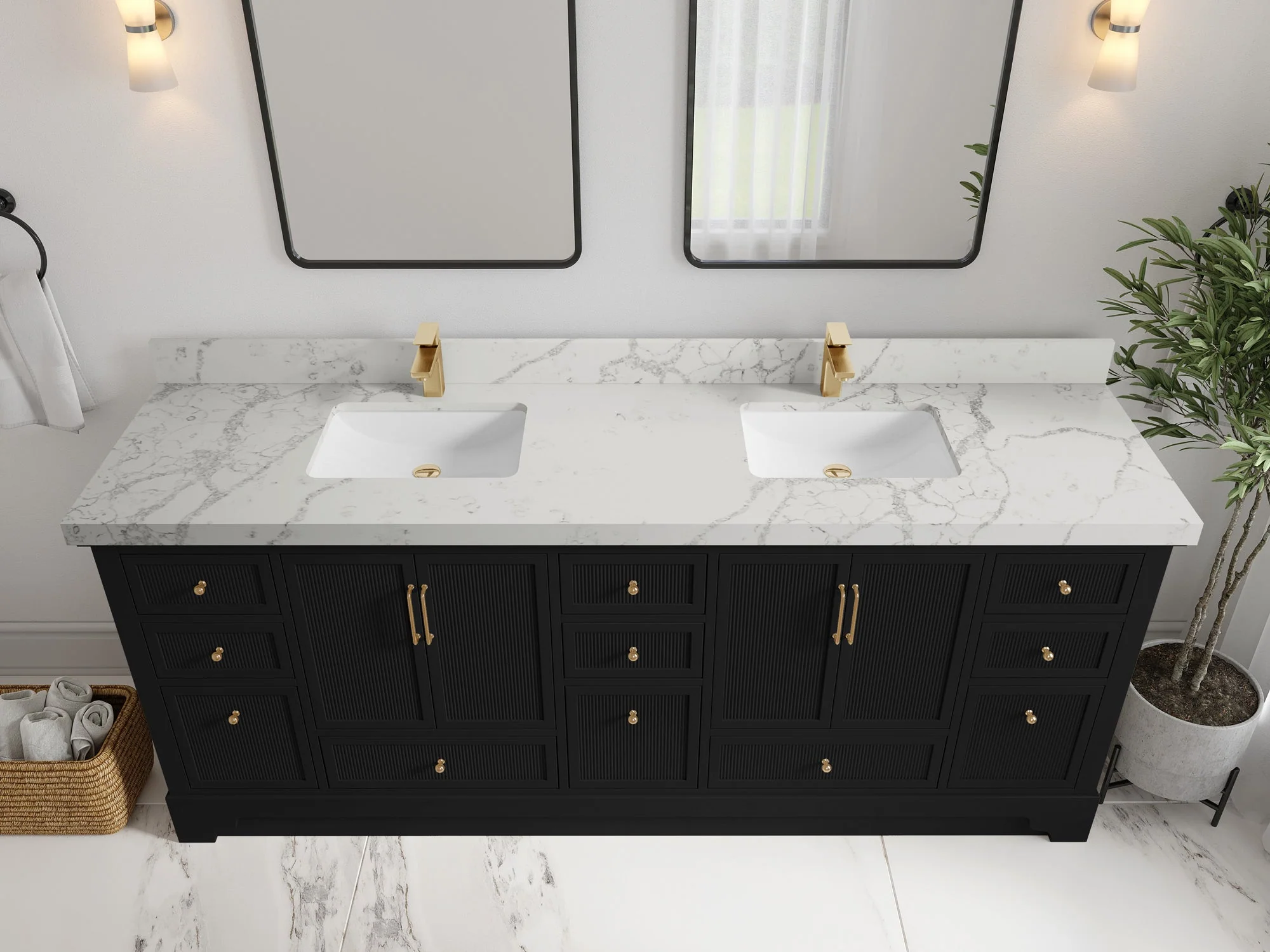 Alys 84 in. W x 22 in. D Double Sink Bathroom Vanity - Image 39