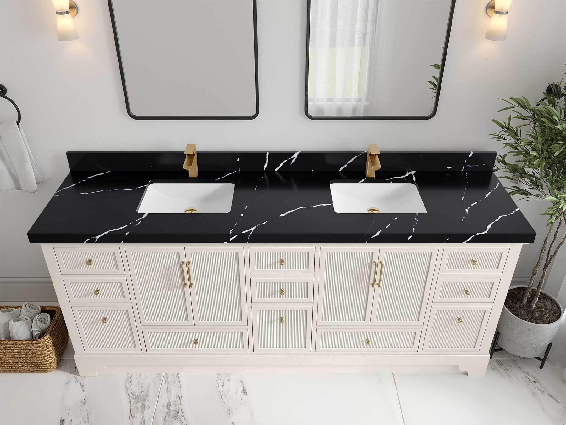 Alys 84 in. W x 22 in. D Double Sink Bathroom Vanity - Image 19