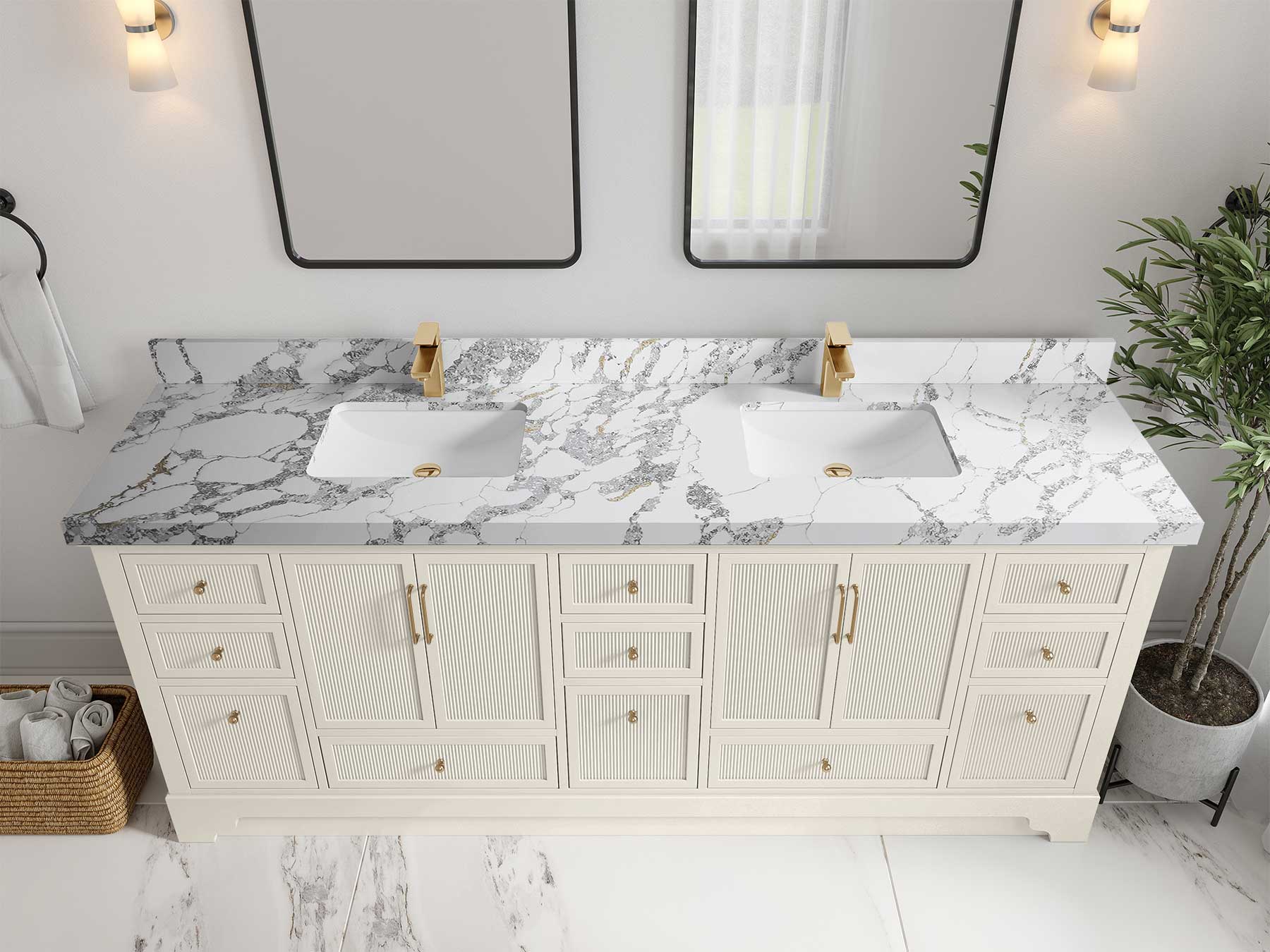 Alys 84 in. W x 22 in. D Double Sink Bathroom Vanity - Image 25