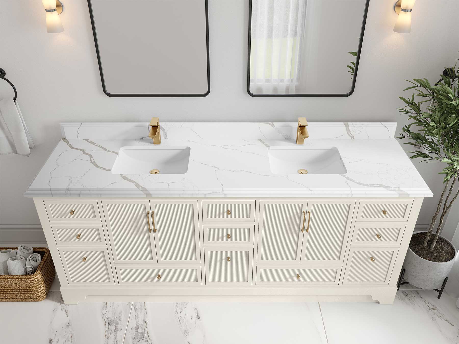 Alys 84 in. W x 22 in. D Double Sink Bathroom Vanity - Image 27