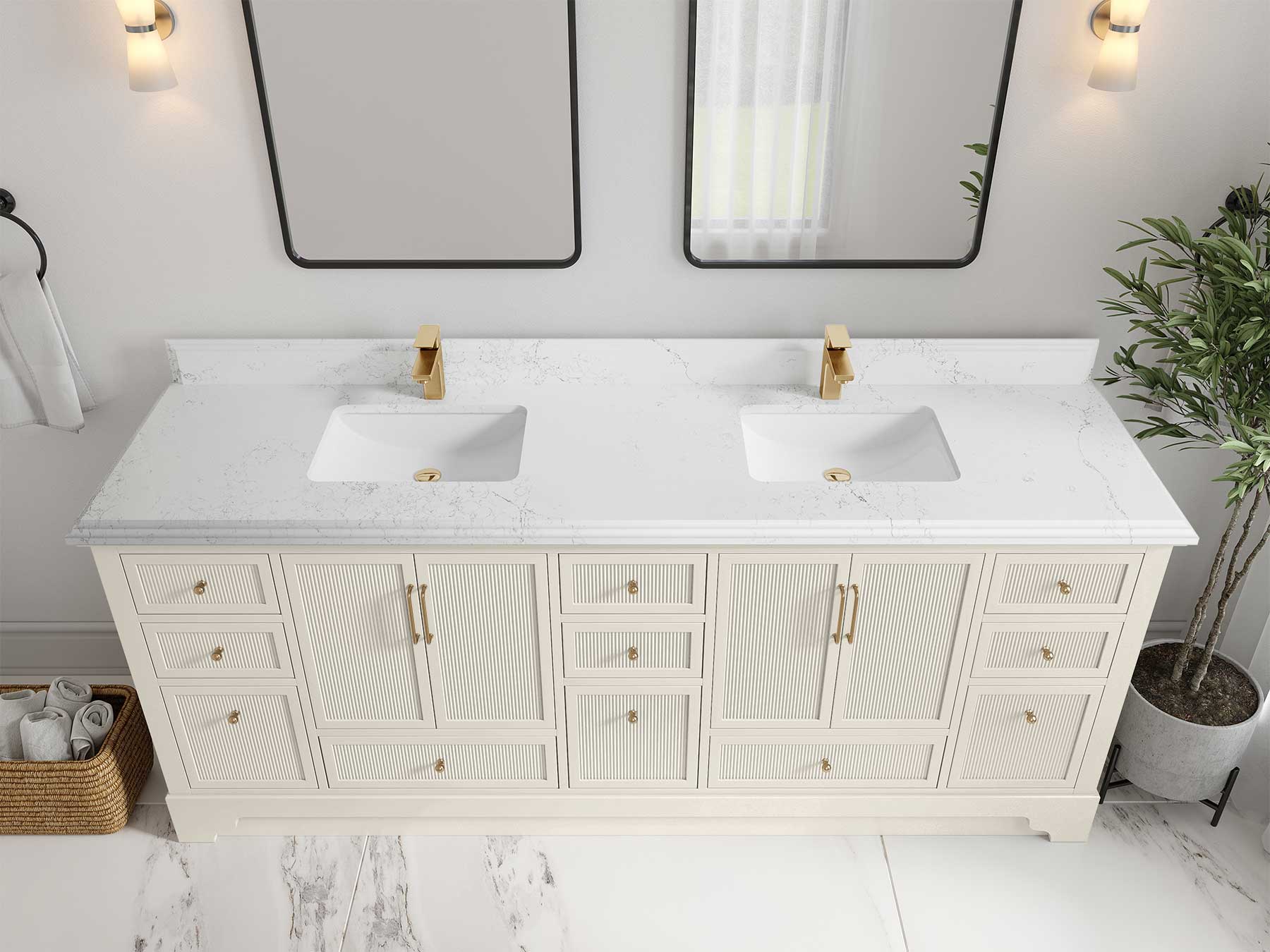Alys 84 in. W x 22 in. D Double Sink Bathroom Vanity - Image 29