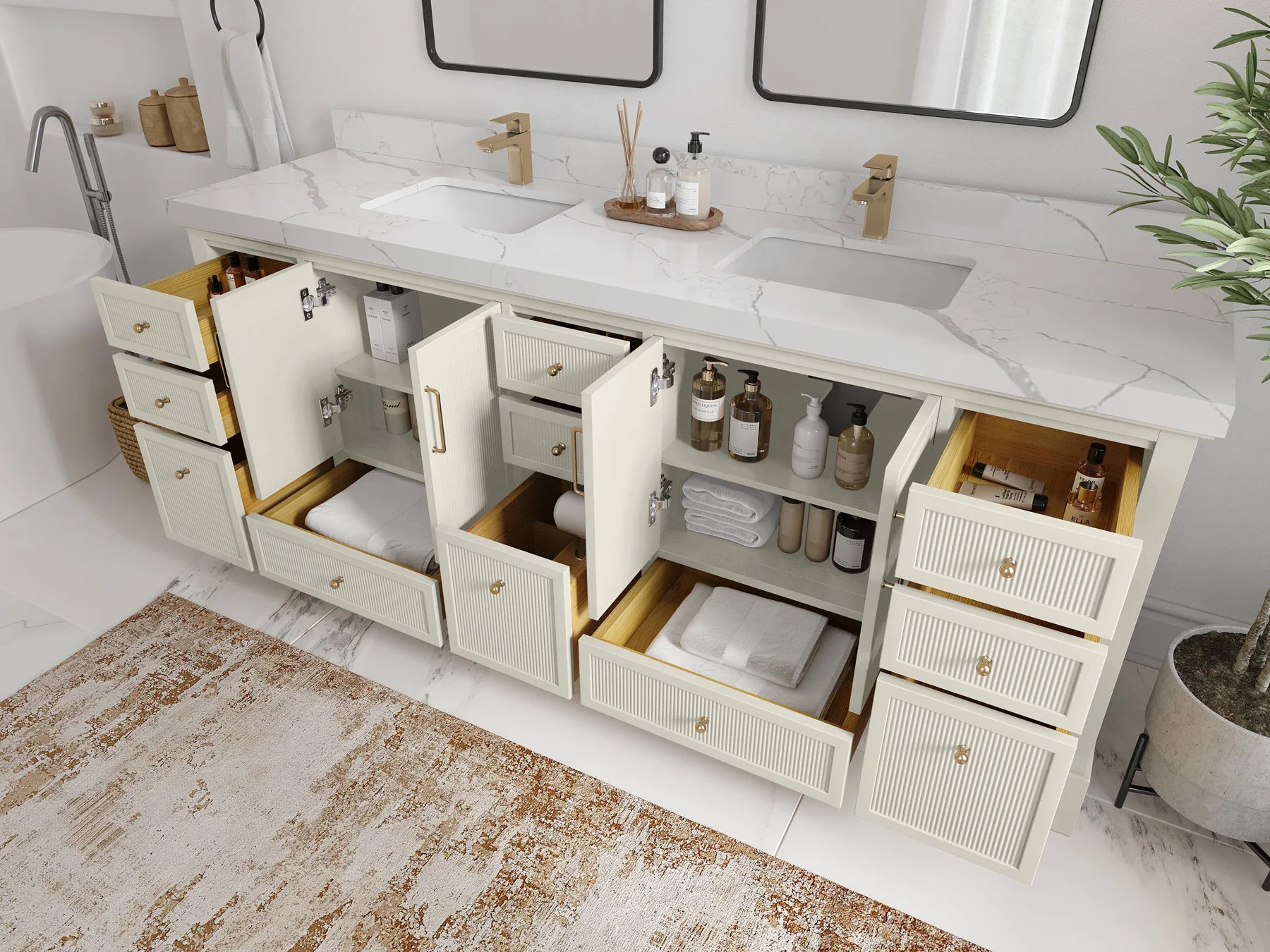 Alys 84 in. W x 22 in. D Double Sink Bathroom Vanity - Image 3