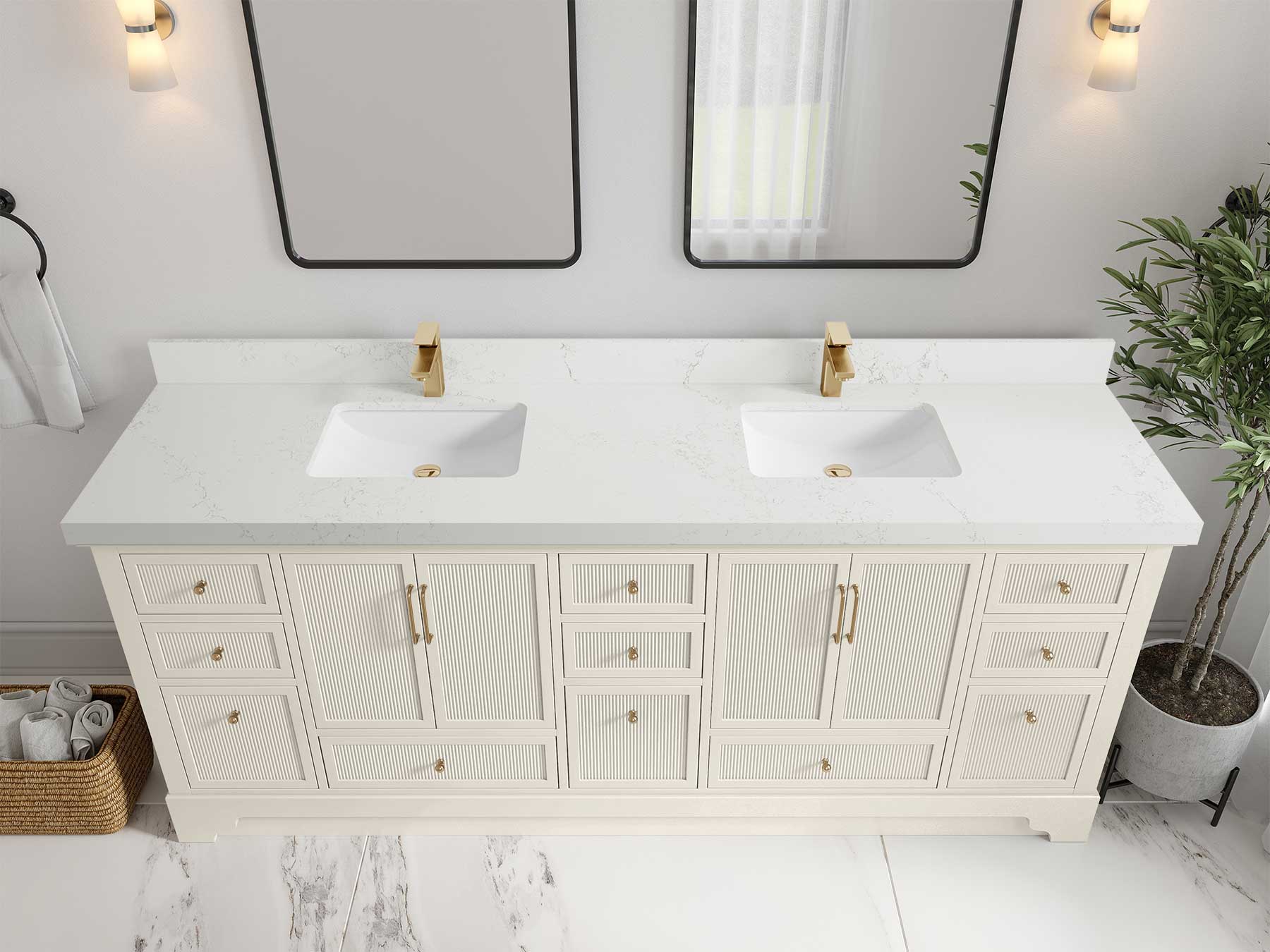 Alys 84 in. W x 22 in. D Double Sink Bathroom Vanity - Image 31