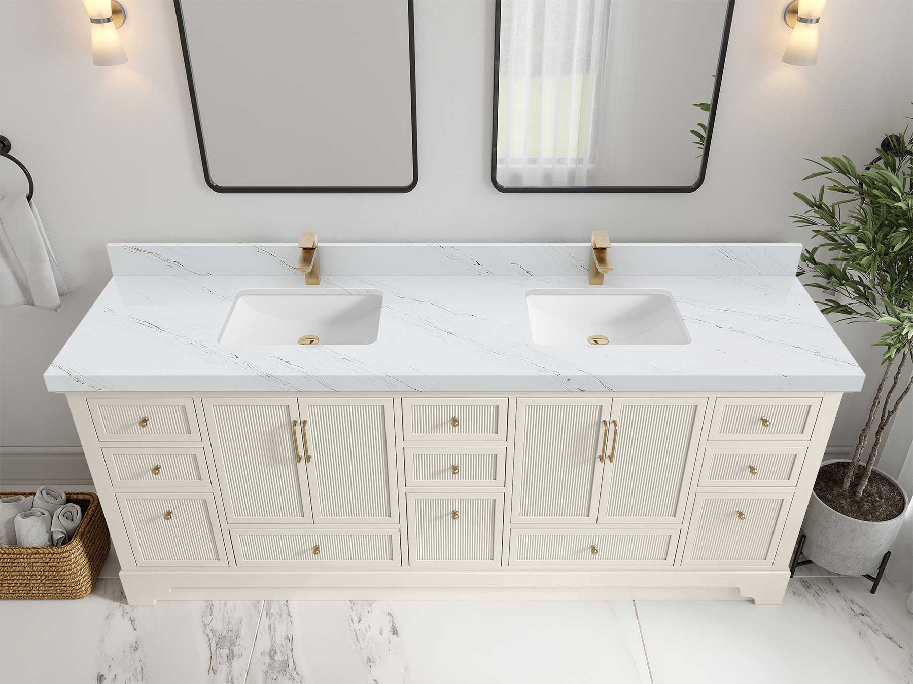 Alys 84 in. W x 22 in. D Double Sink Bathroom Vanity - Image 33