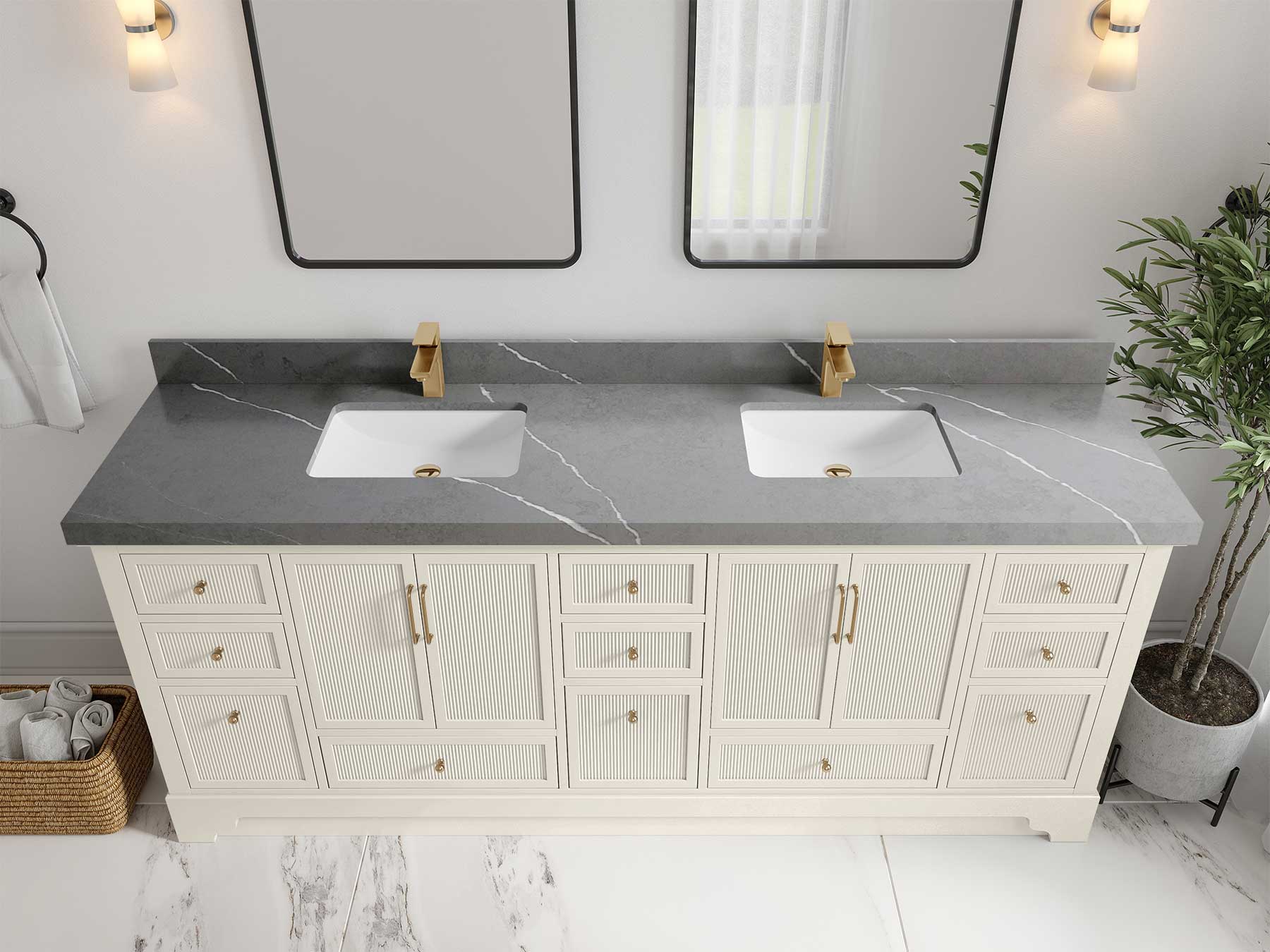 Alys 84 in. W x 22 in. D Double Sink Bathroom Vanity - Image 35