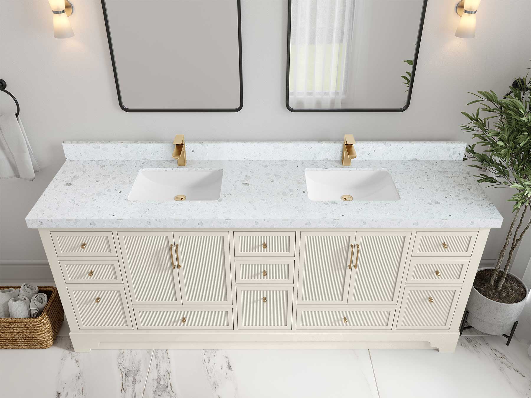 Alys 84 in. W x 22 in. D Double Sink Bathroom Vanity - Image 37