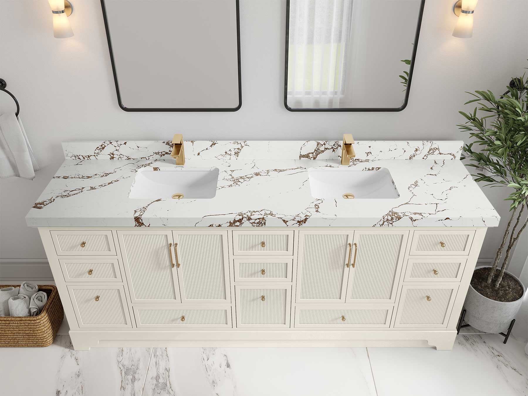 Alys 84 in. W x 22 in. D Double Sink Bathroom Vanity - Image 41
