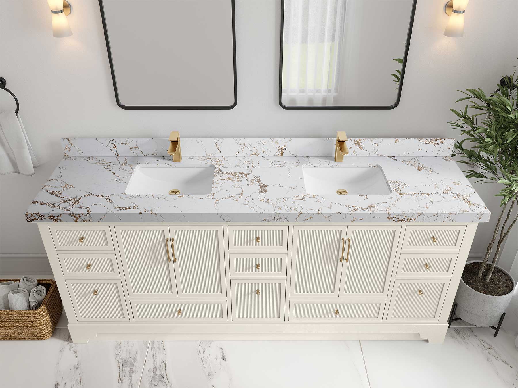 Alys 84 in. W x 22 in. D Double Sink Bathroom Vanity - Image 43
