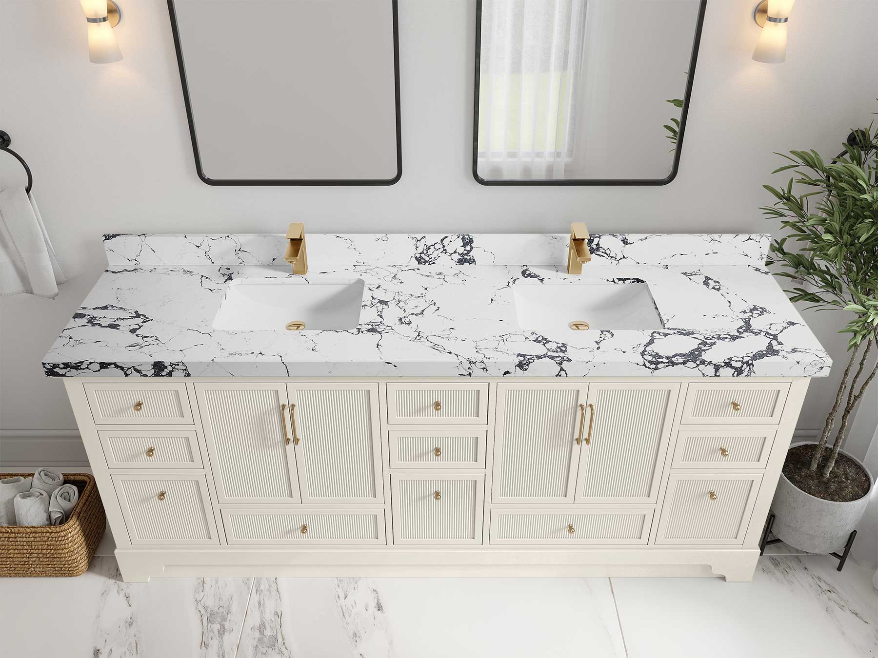 Alys 84 in. W x 22 in. D Double Sink Bathroom Vanity - Image 45