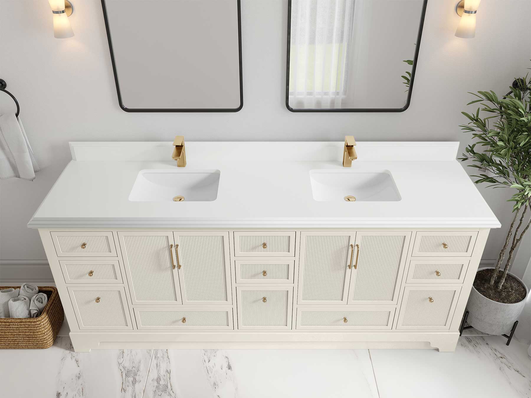 Alys 84 in. W x 22 in. D Double Sink Bathroom Vanity - Image 7