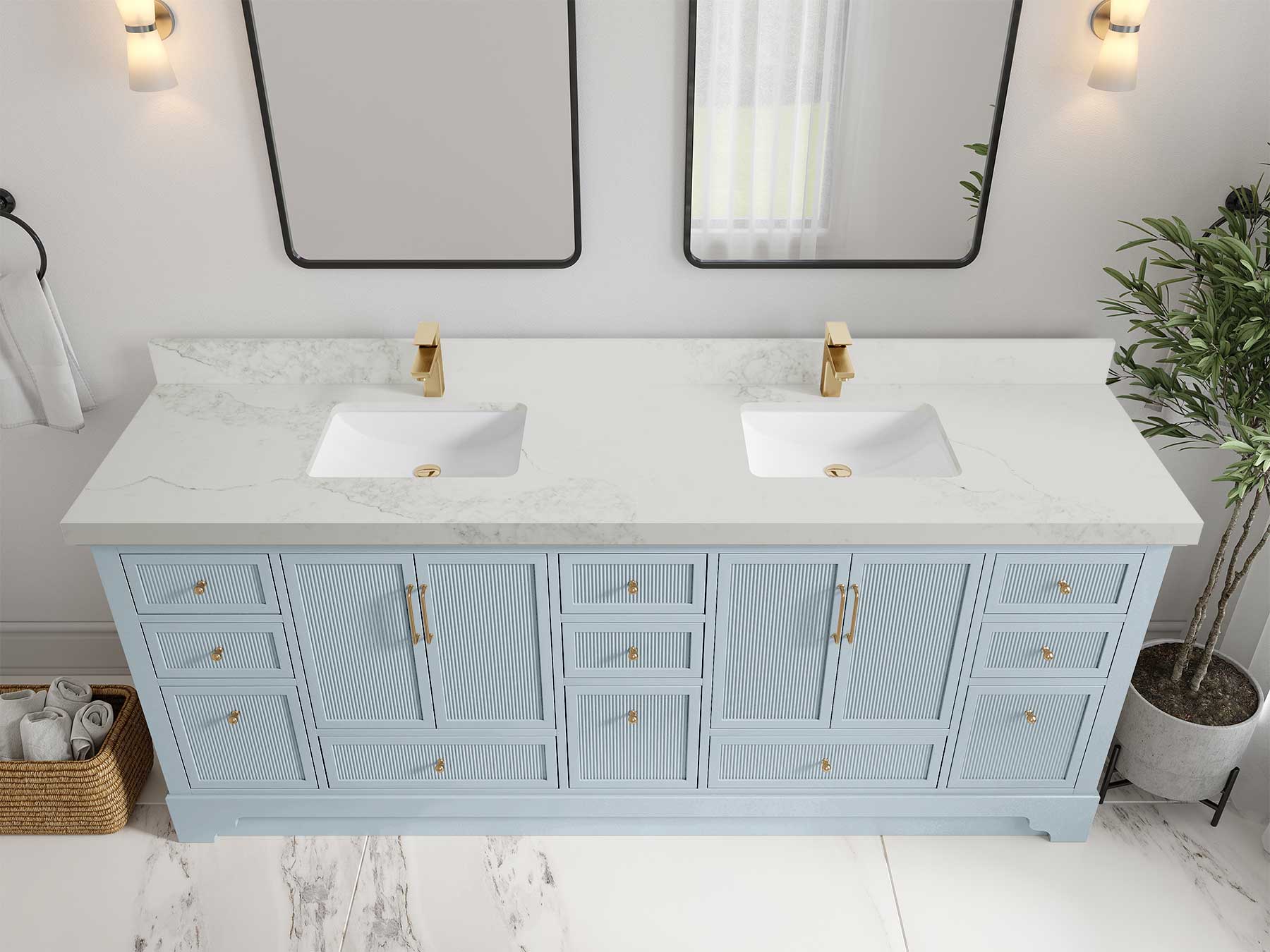 Alys 84 in. W x 22 in. D Double Sink Bathroom Vanity - Image 17