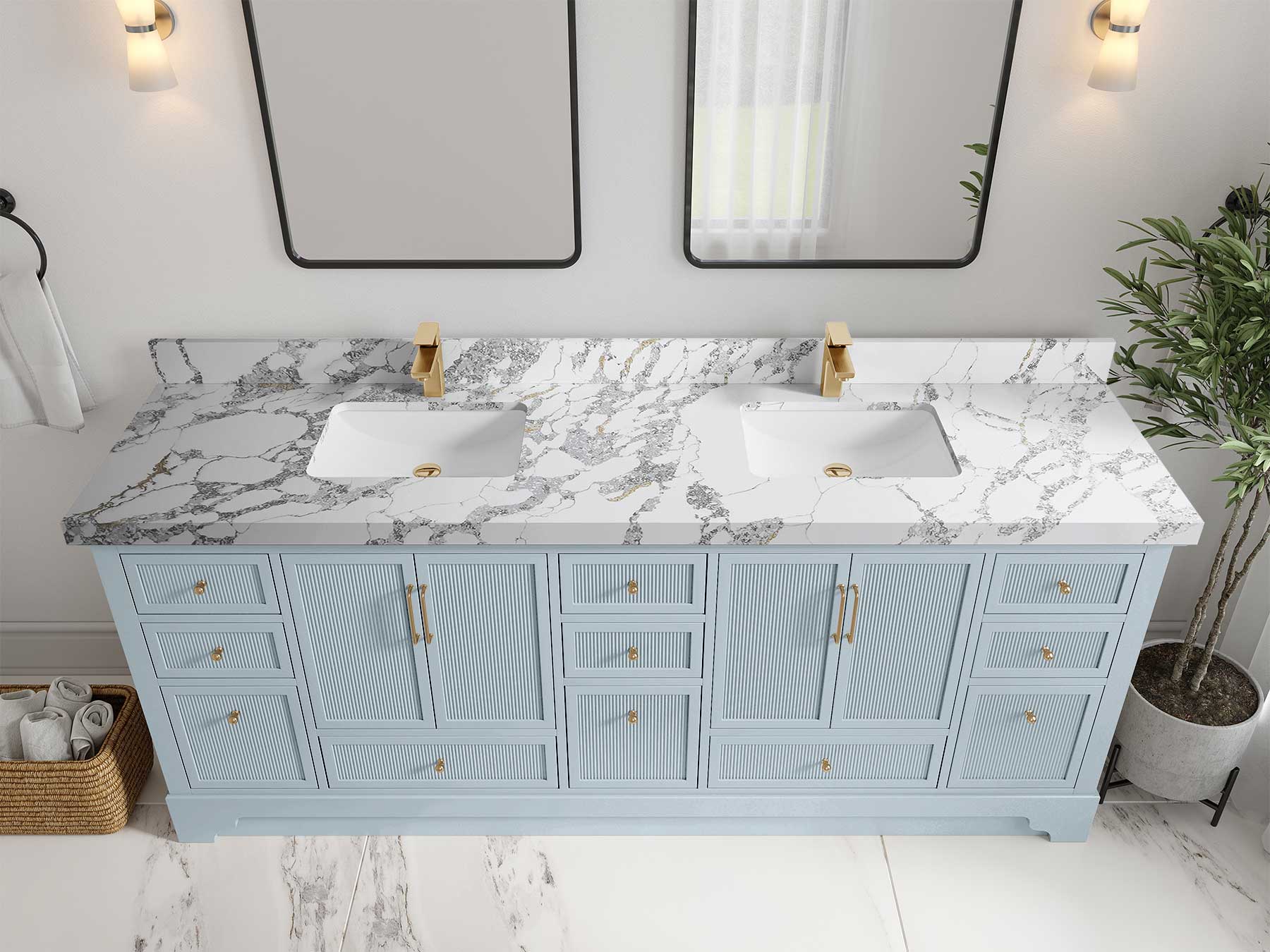 Alys 84 in. W x 22 in. D Double Sink Bathroom Vanity - Image 19