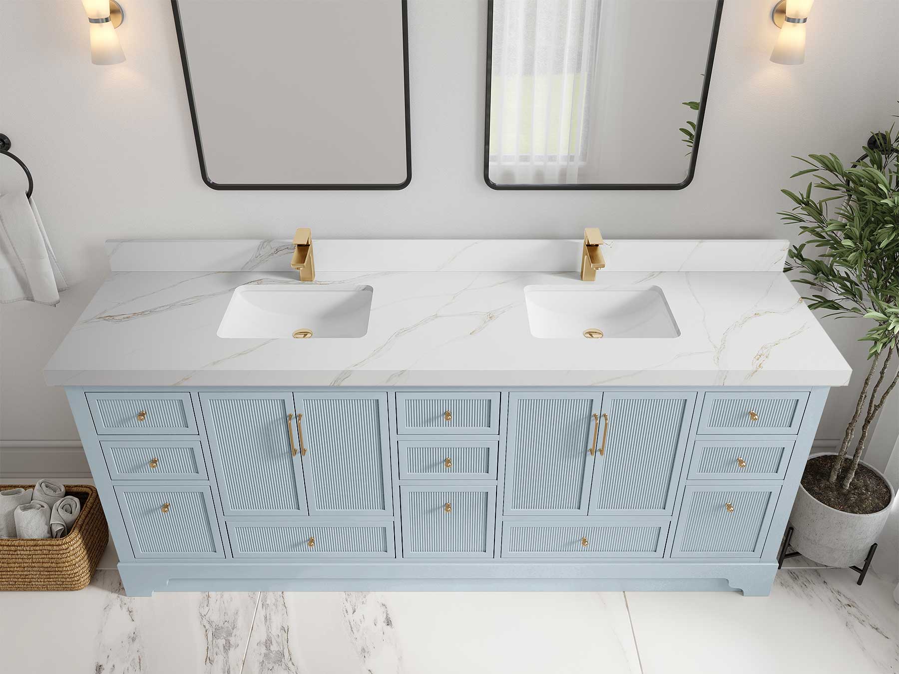 Alys 84 in. W x 22 in. D Double Sink Bathroom Vanity - Image 21