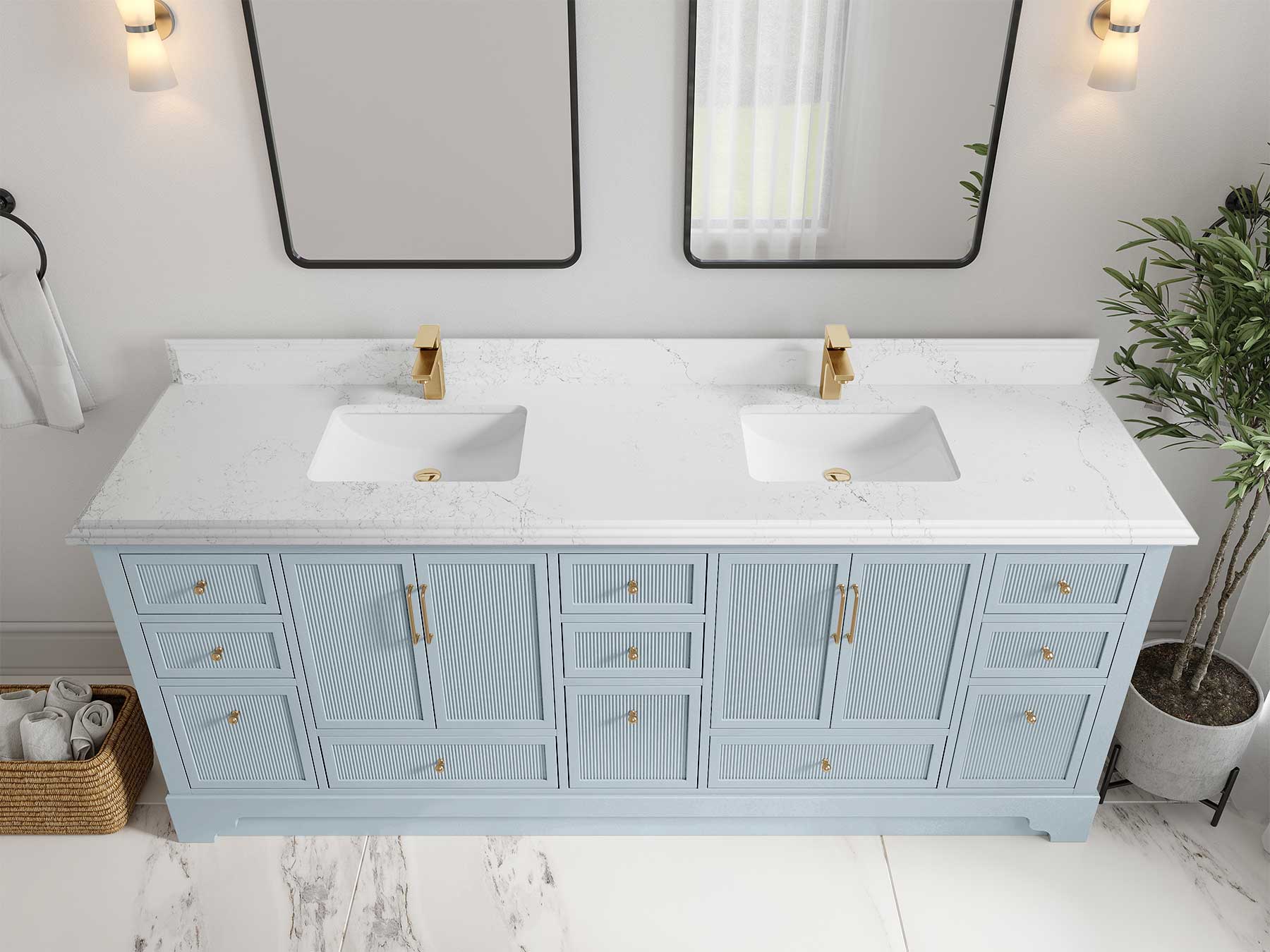 Alys 84 in. W x 22 in. D Double Sink Bathroom Vanity - Image 25