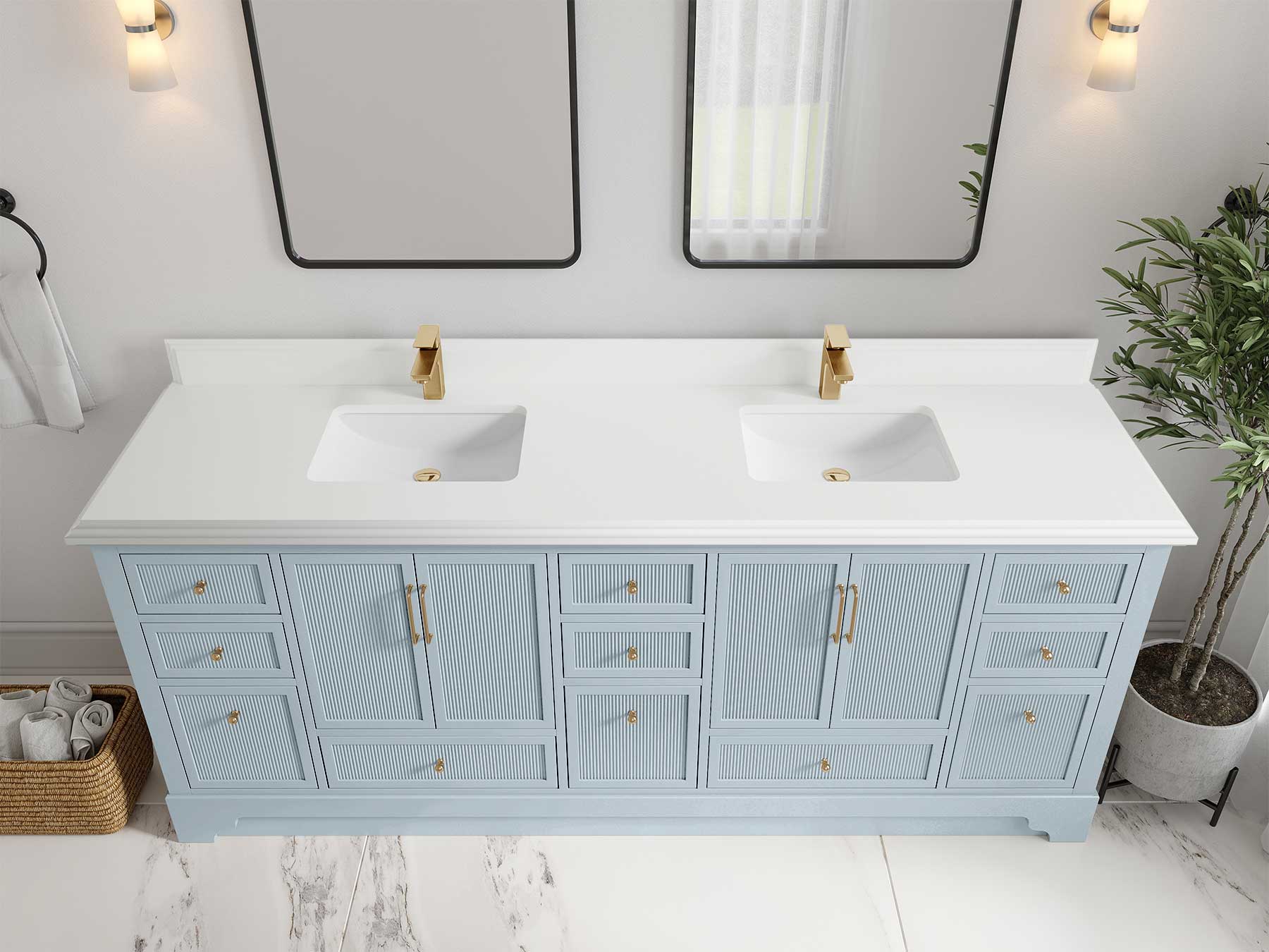 Alys 84 in. W x 22 in. D Double Sink Bathroom Vanity - Image 27
