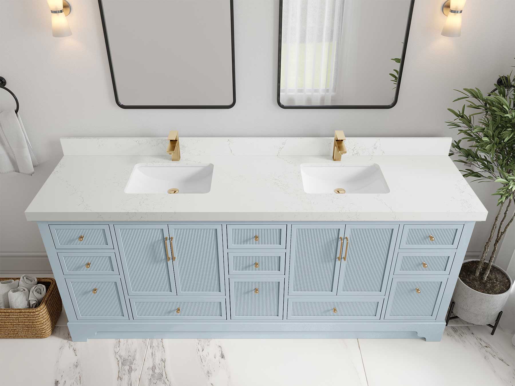 Alys 84 in. W x 22 in. D Double Sink Bathroom Vanity - Image 29