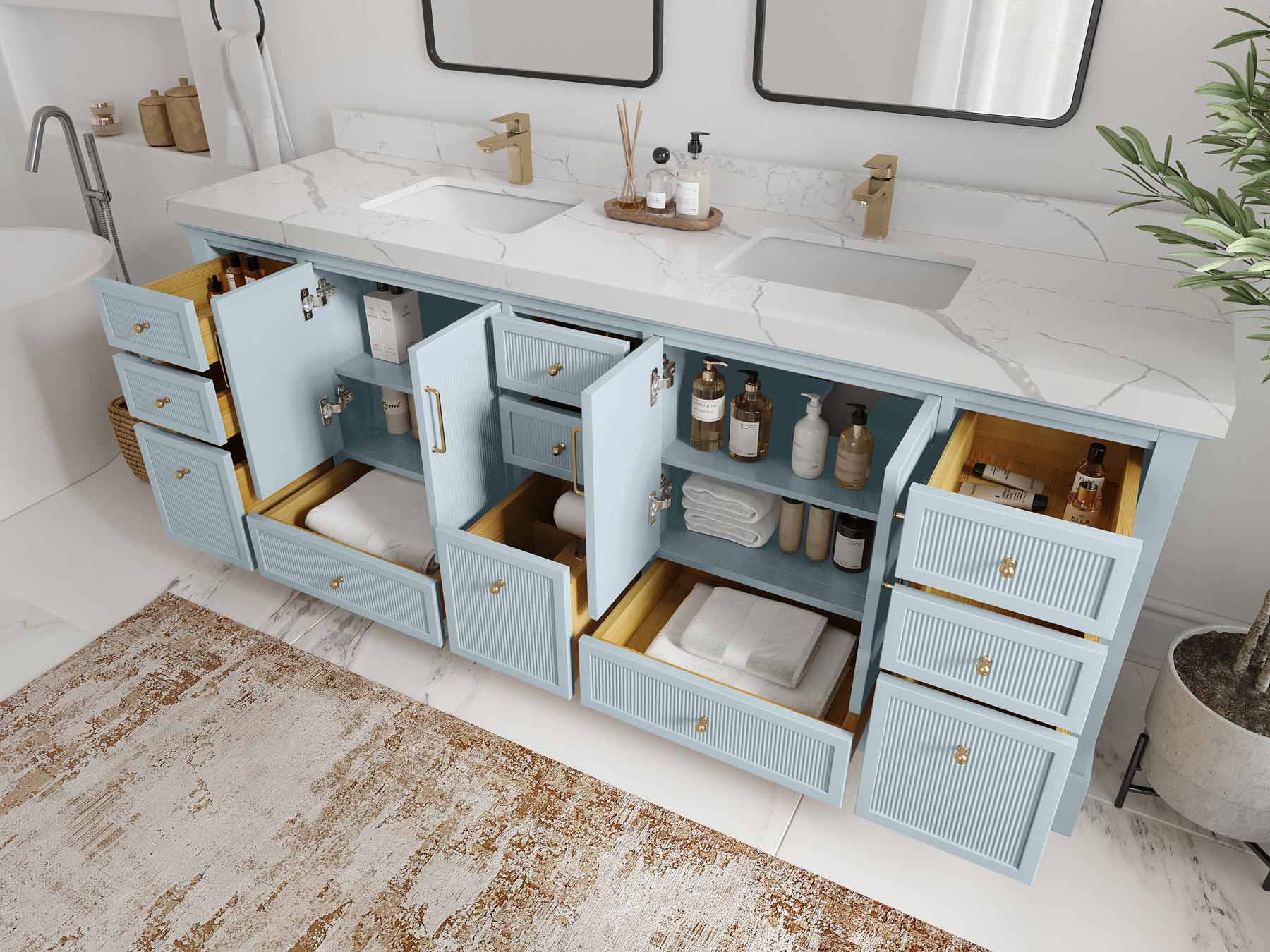 Alys 84 in. W x 22 in. D Double Sink Bathroom Vanity - Image 3