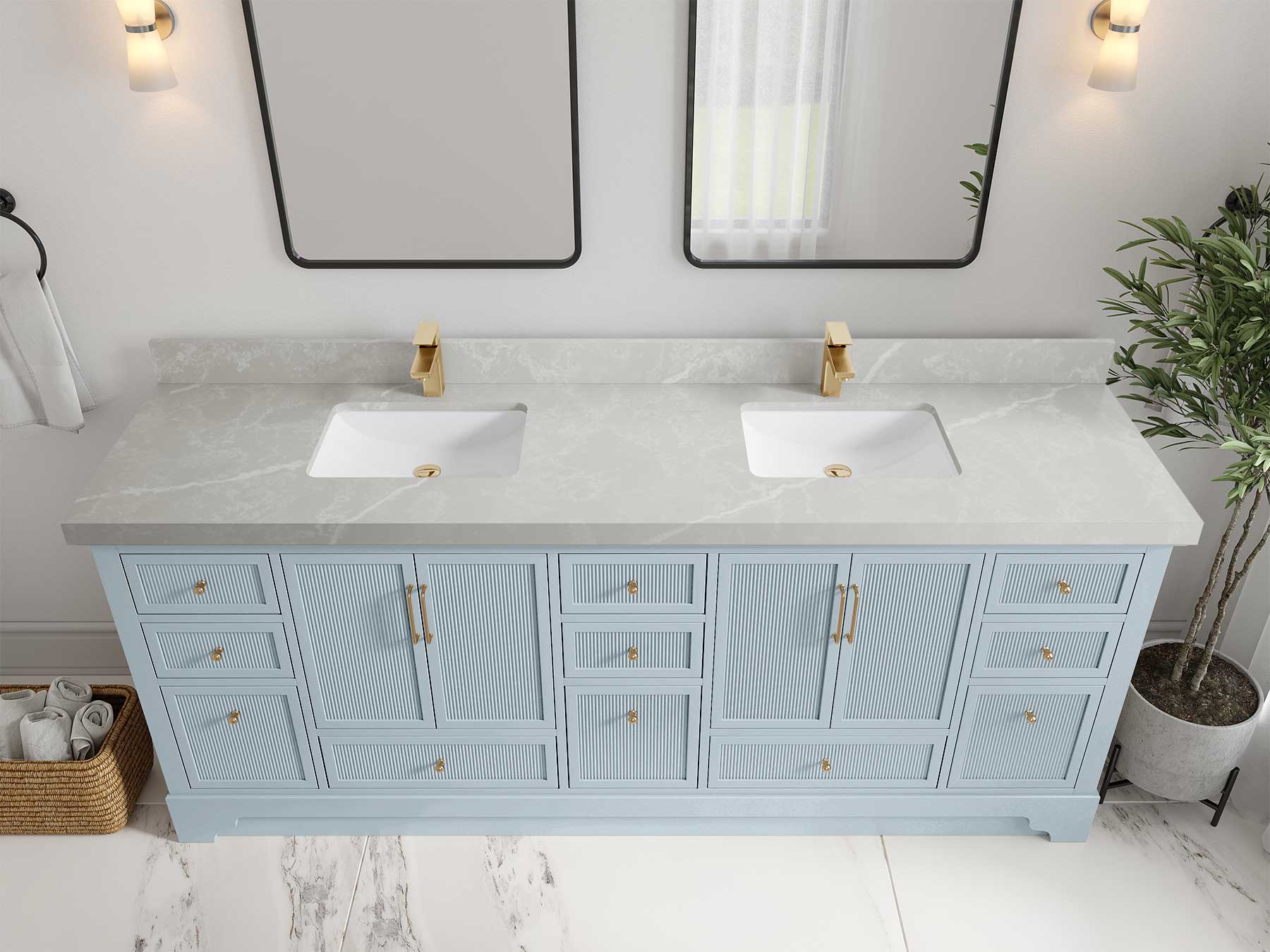 Alys 84 in. W x 22 in. D Double Sink Bathroom Vanity - Image 31