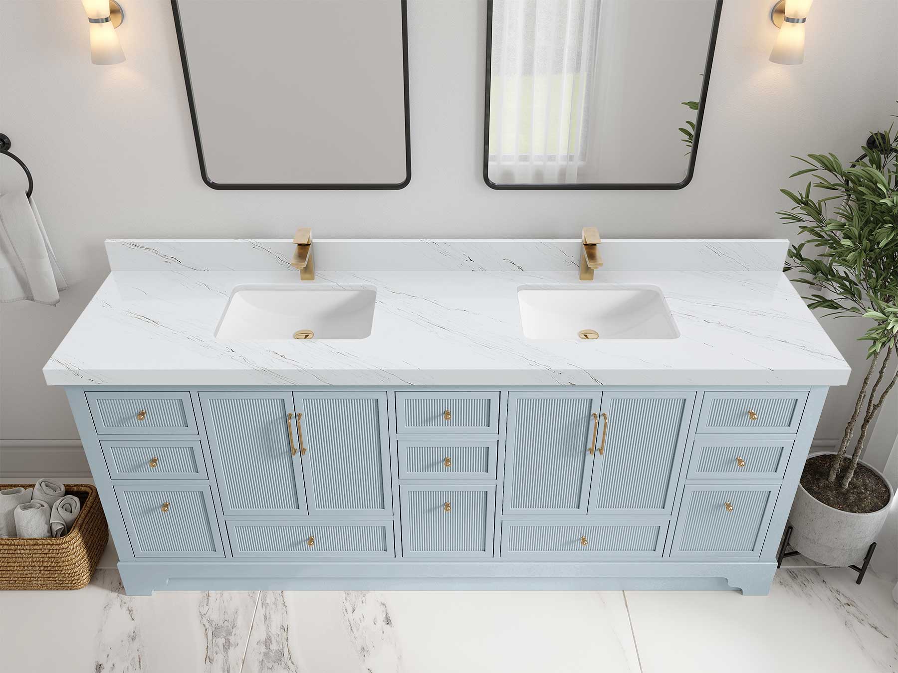 Alys 84 in. W x 22 in. D Double Sink Bathroom Vanity - Image 33