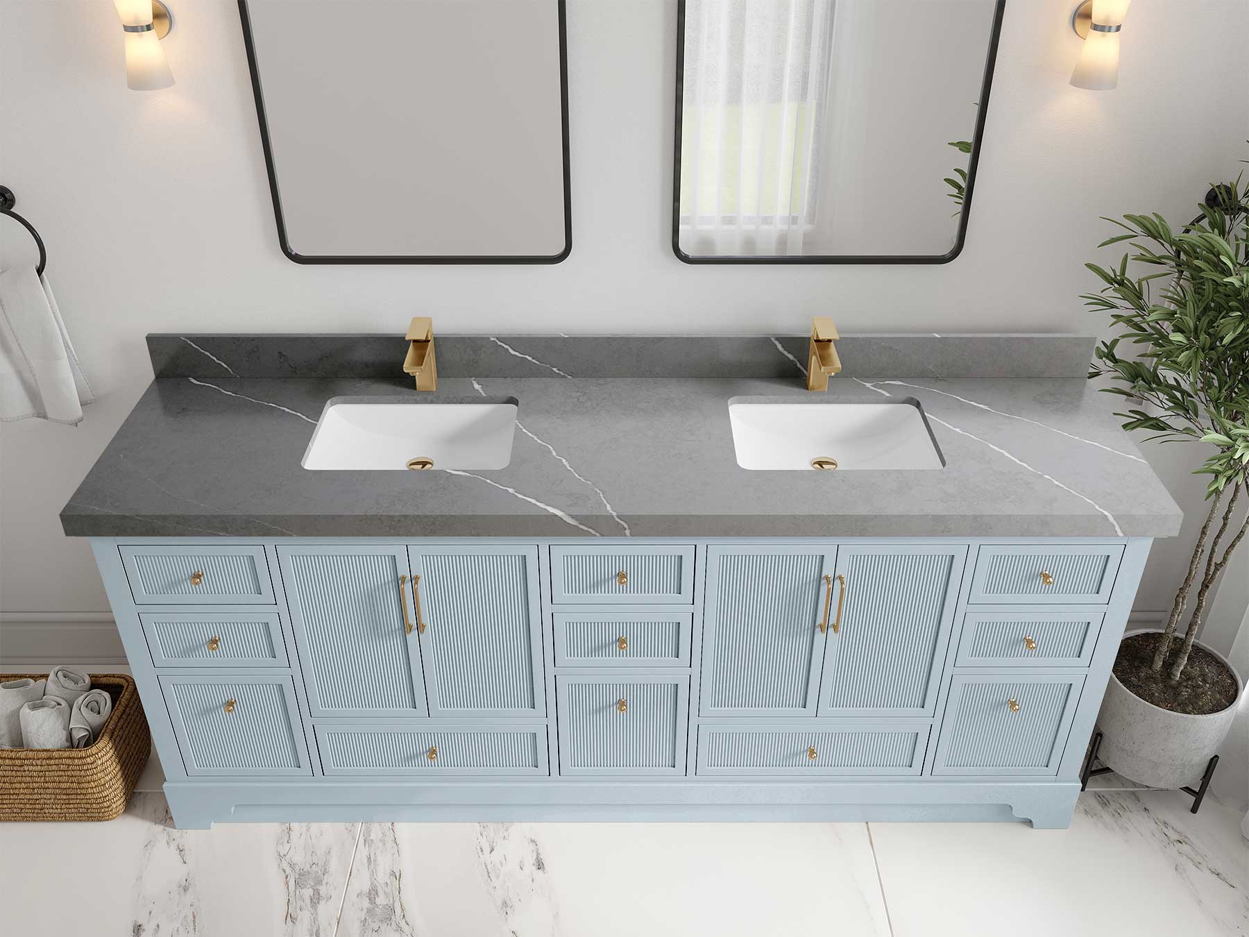 Alys 84 in. W x 22 in. D Double Sink Bathroom Vanity - Image 35